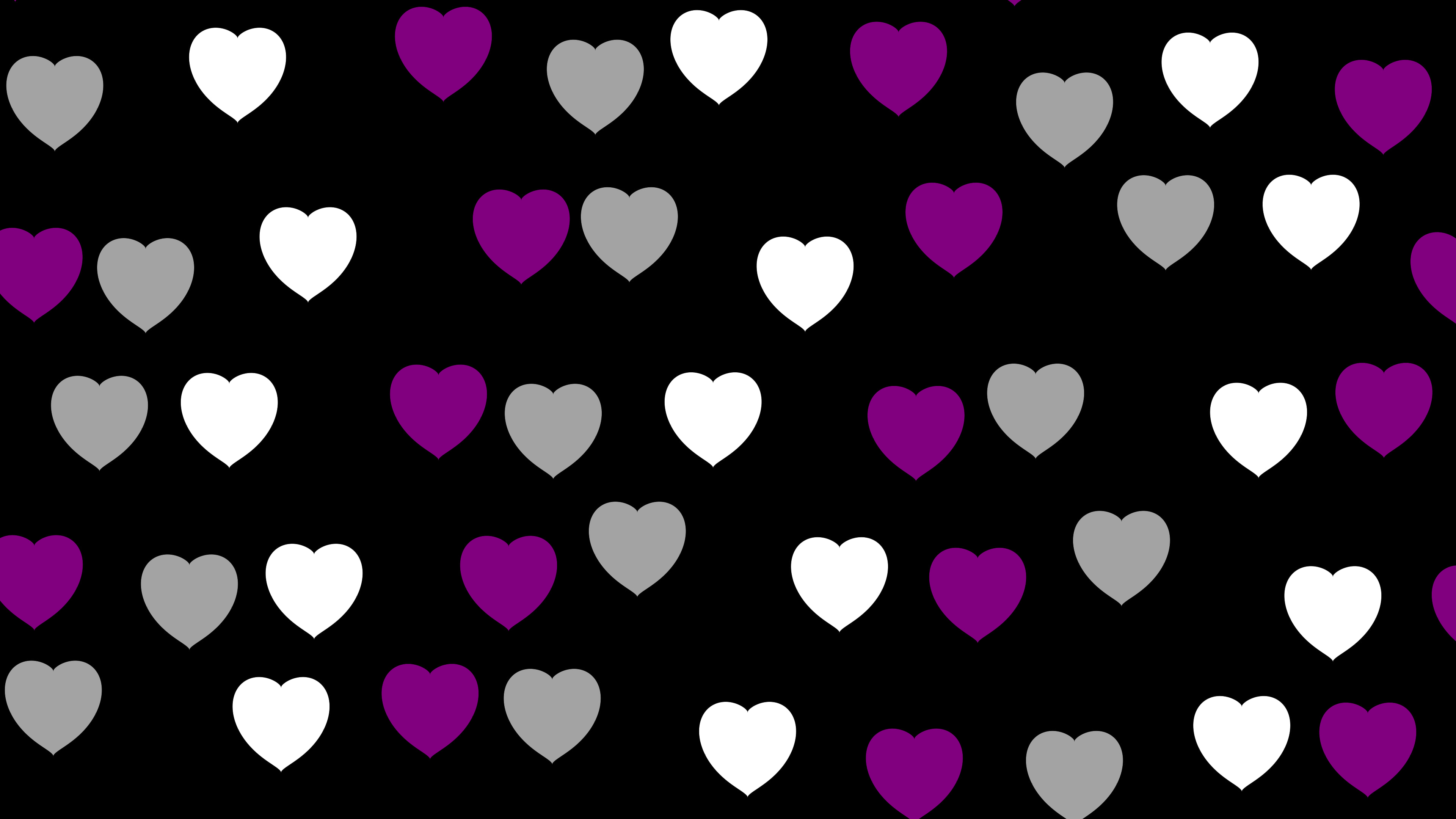 Asexual Pride Heart Pattern desktop wallpaper in 4K