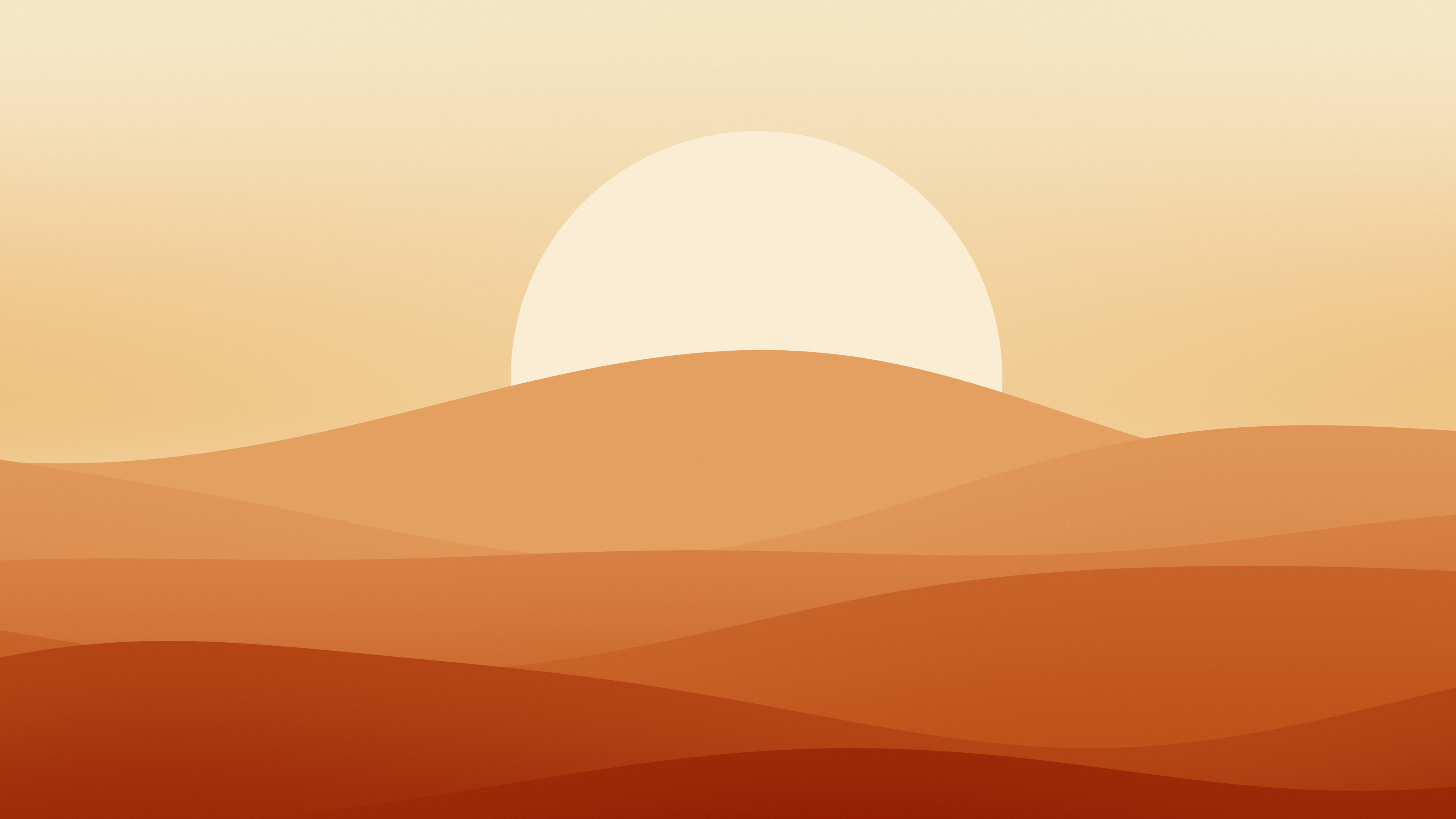 Autumn Minimalist Sunset Hills desktop wallpaper in 4K