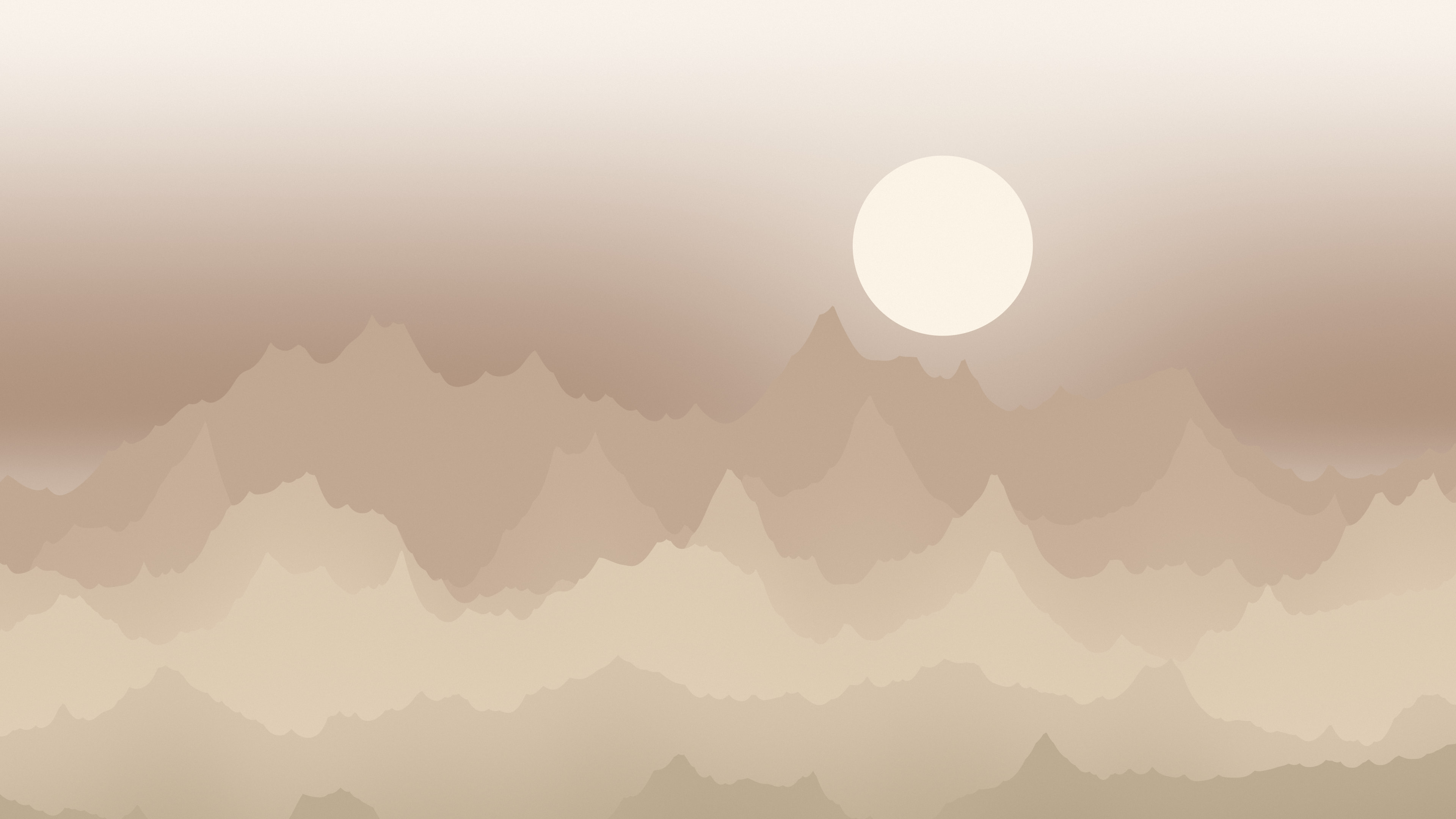 Beige and Brown Minimalist Mountain Landscape desktop wallpaper in 4K