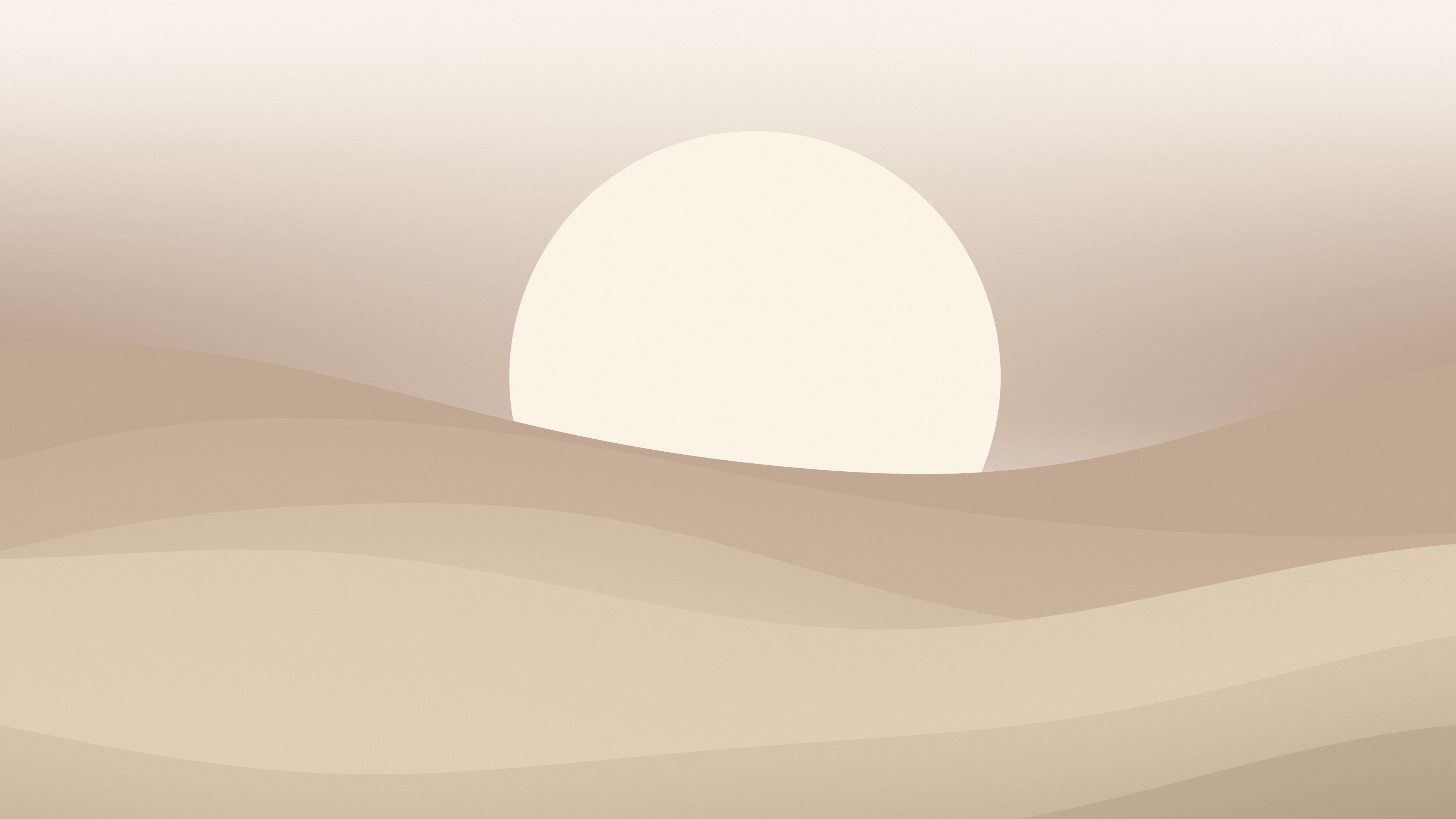 Beige and Brown Minimalist Sunset Hills desktop wallpaper in 4K