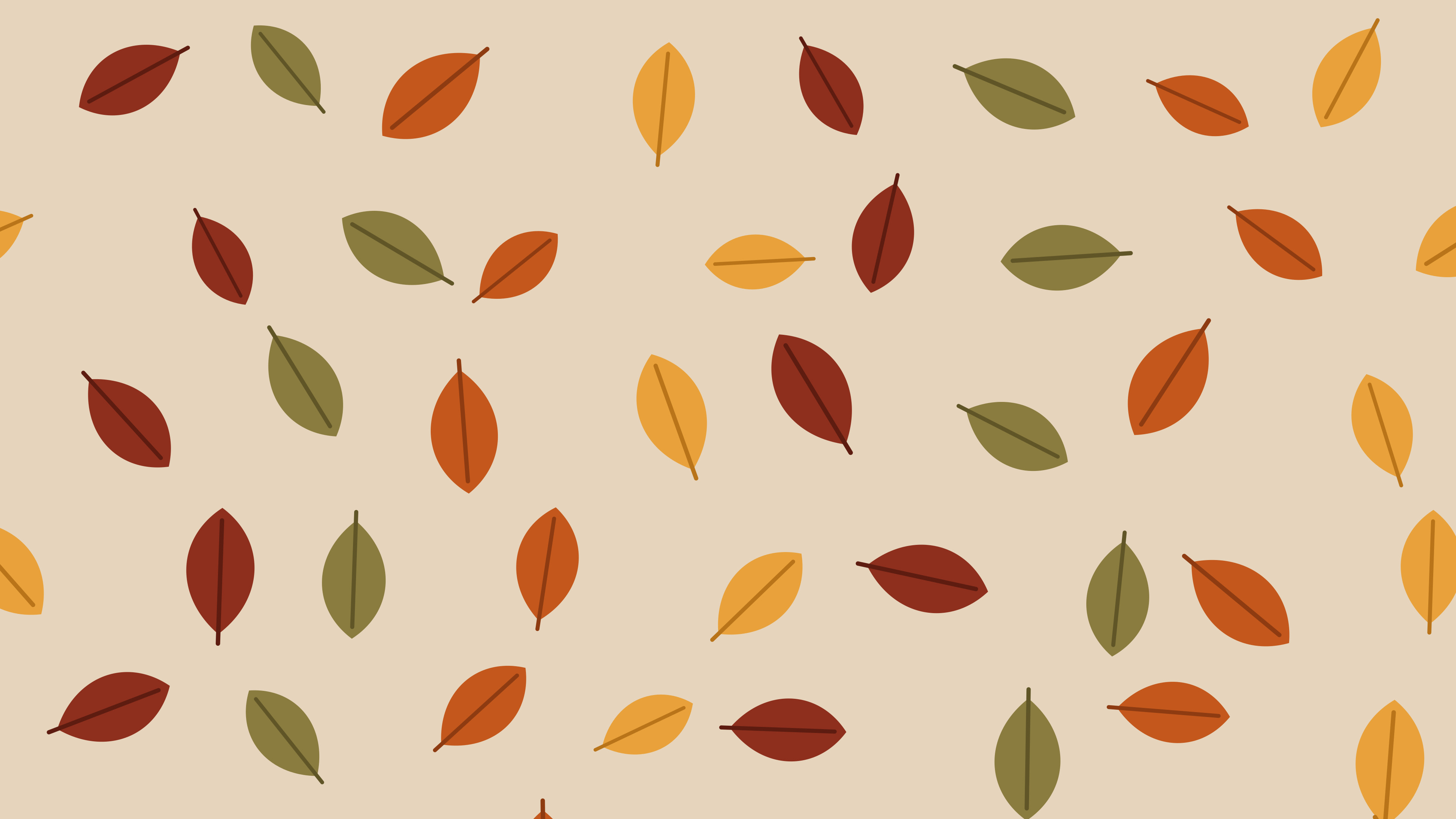 Beige Autumn Leaves Pattern desktop wallpaper in 4K