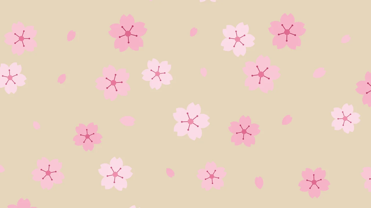 Beige Cherry Blossom Pattern desktop wallpaper in 4K