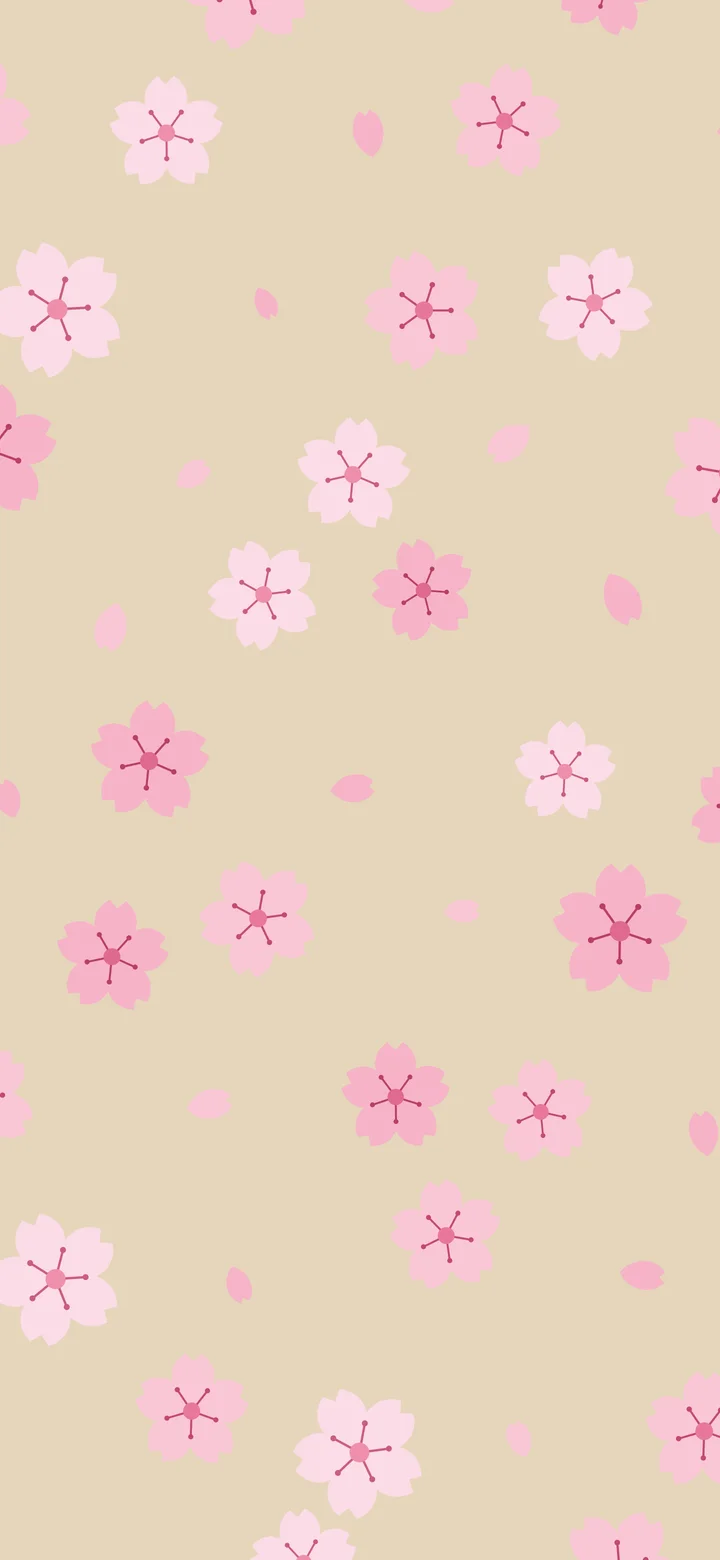 Beige Cherry Blossom Pattern wallpaper for iPhone and Android