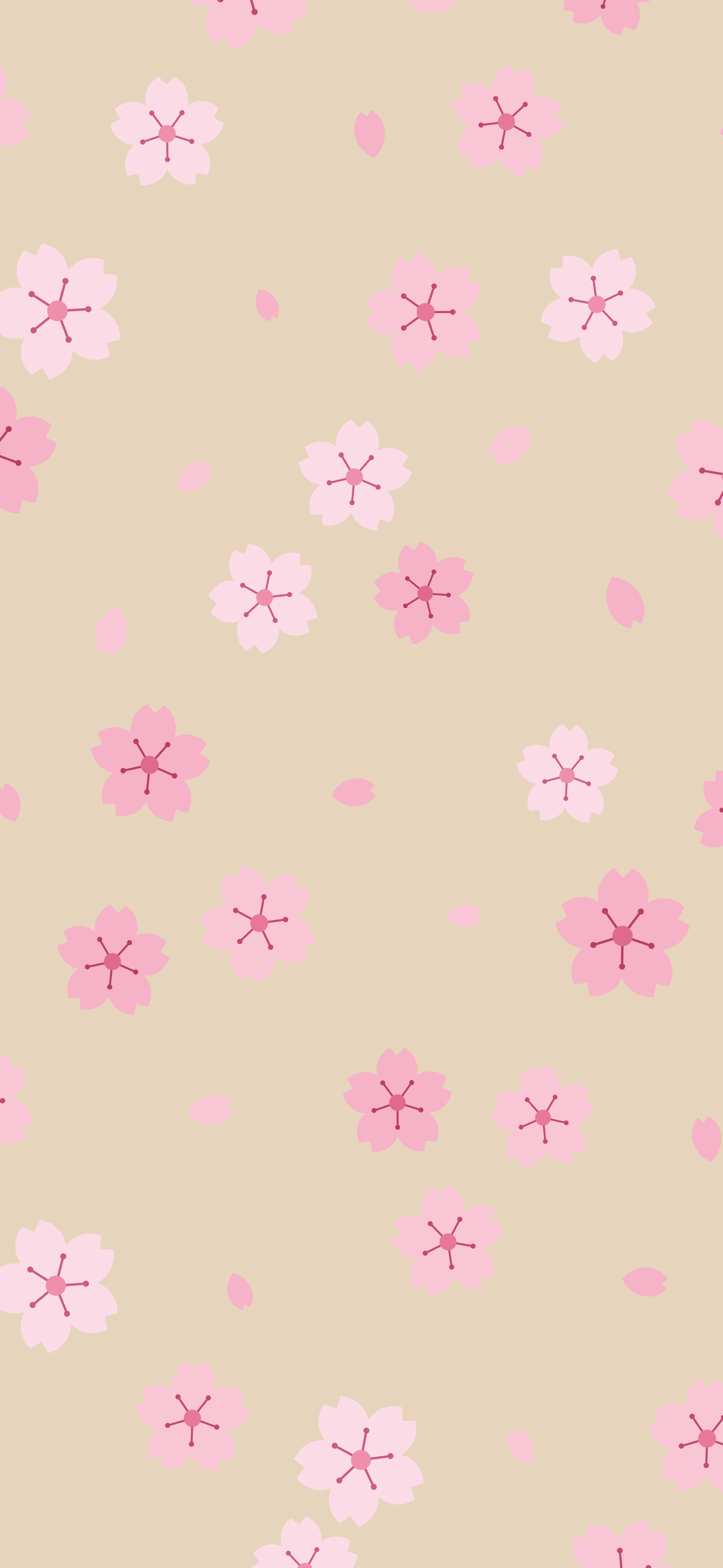 Beige Cherry Blossom Pattern wallpaper for iPhone and Android