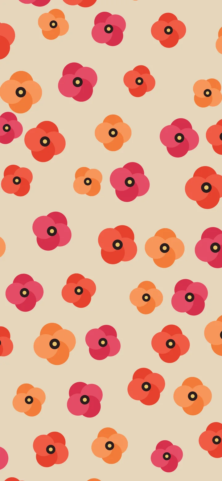 Beige Poppy Flower Pattern wallpaper for iPhone and Android