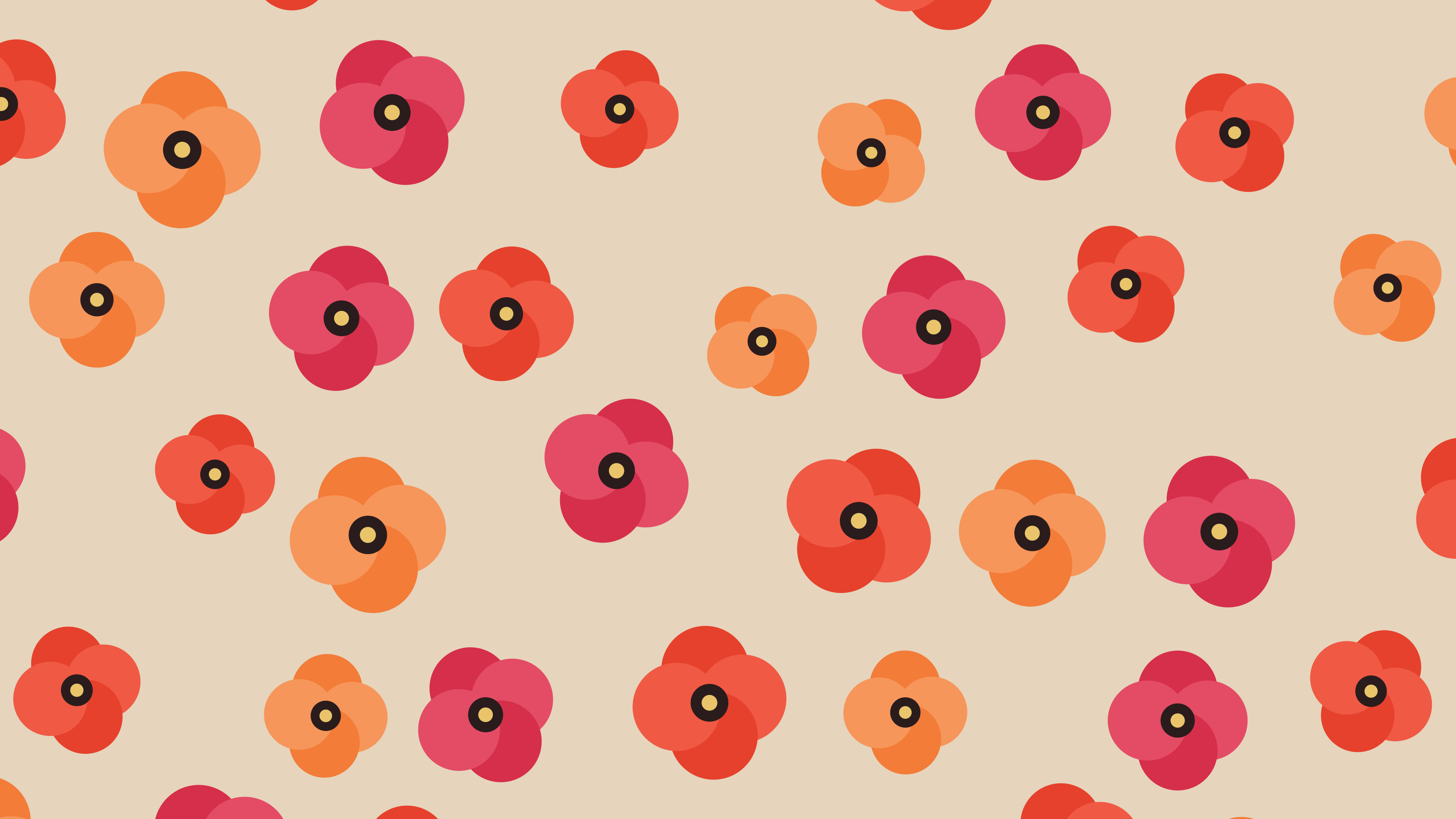 Beige Poppy Flower Pattern desktop wallpaper in 4K