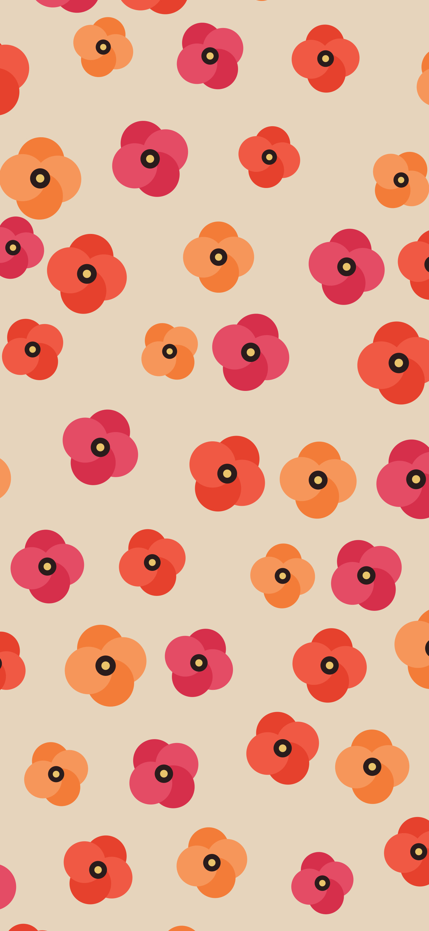 Beige Poppy Flower Pattern wallpaper for iPhone and Android