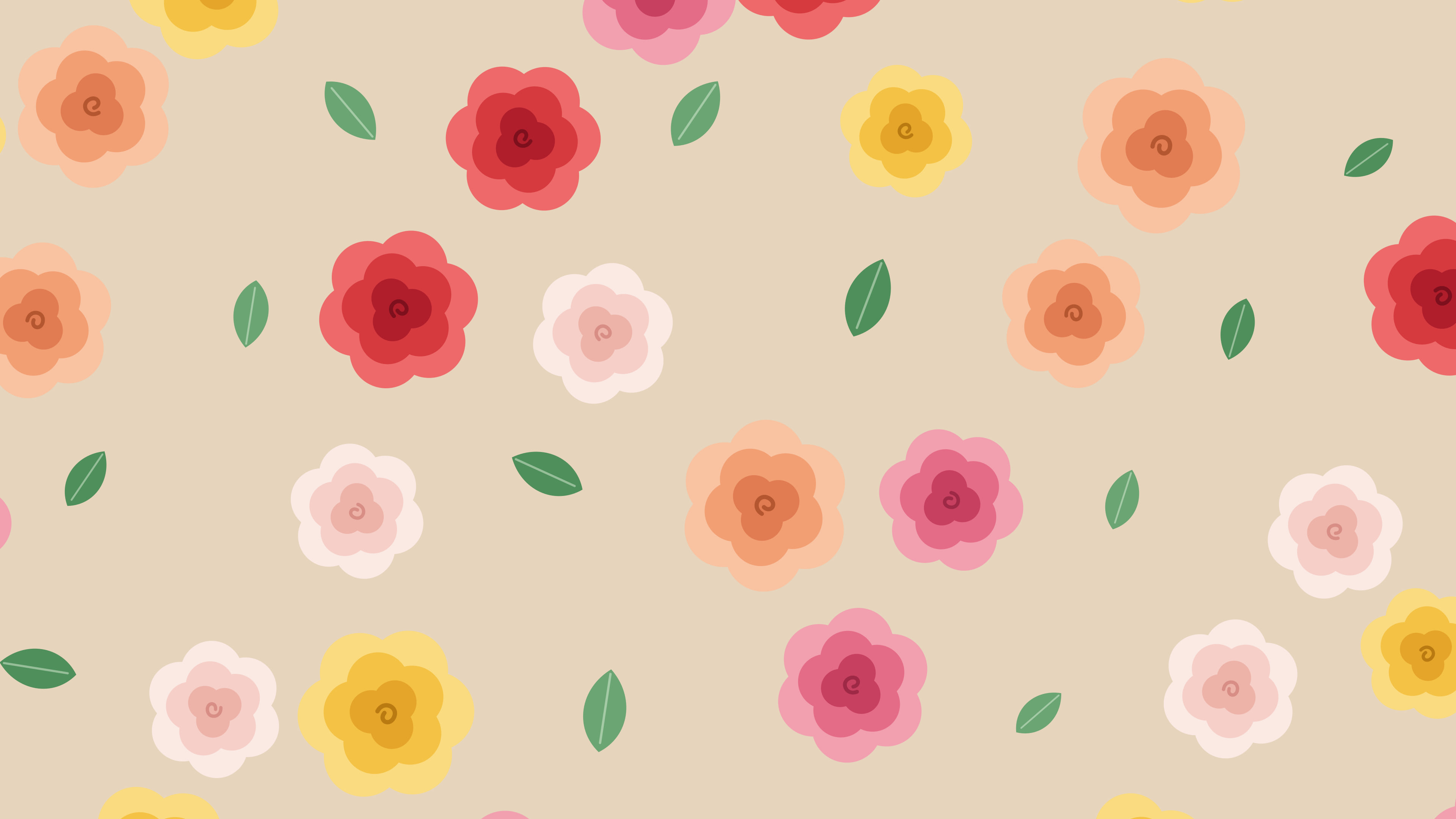 Beige Rose Pattern desktop wallpaper in 4K