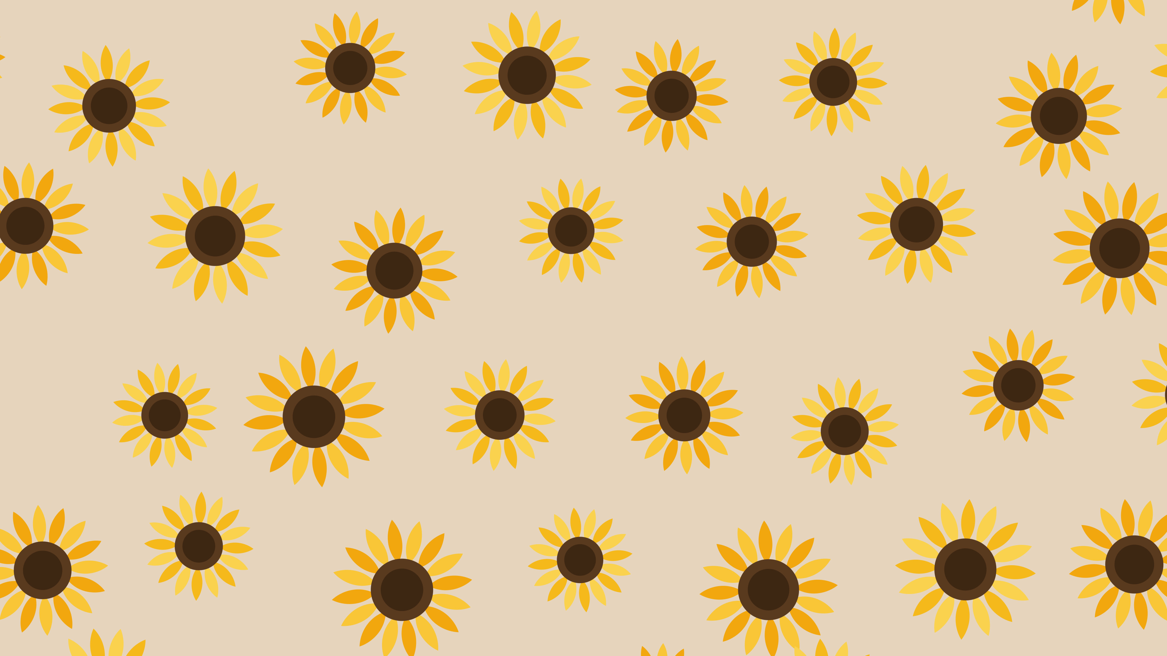 Beige Sunflower Pattern desktop wallpaper in 4K