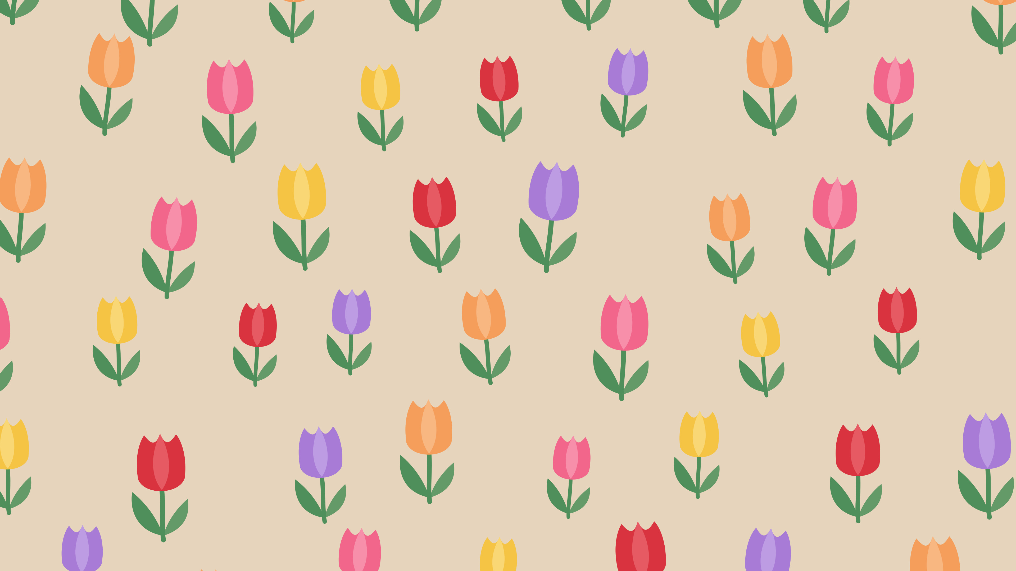 Beige Tulip Pattern desktop wallpaper in 4K