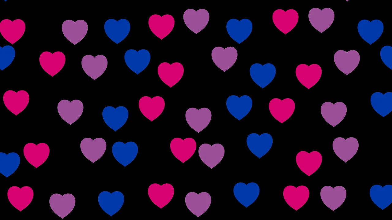 Bisexual Pride Heart Pattern desktop wallpaper in 4K