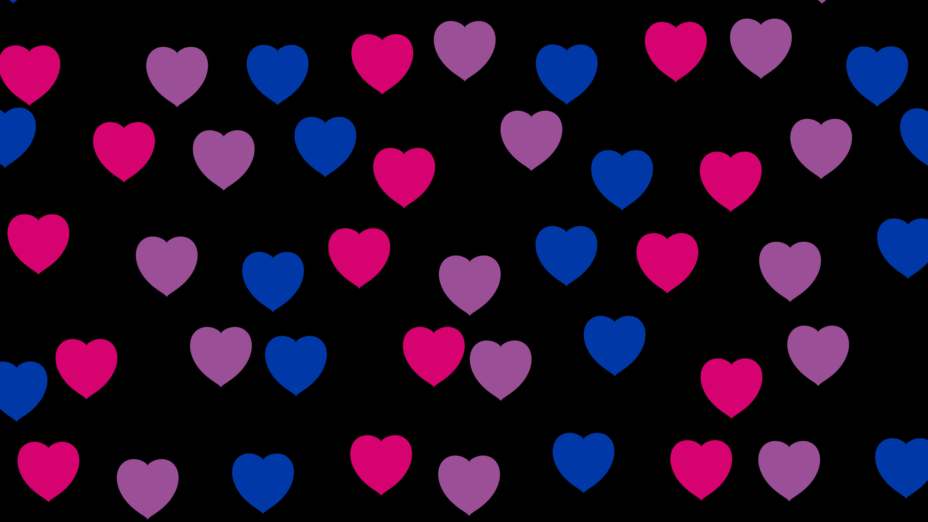 Bisexual Pride Heart Pattern desktop wallpaper in 4K