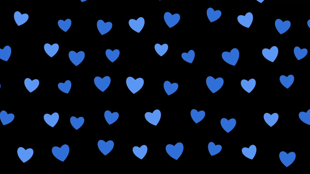 Black and Blue Heart Pattern desktop wallpaper in 4K
