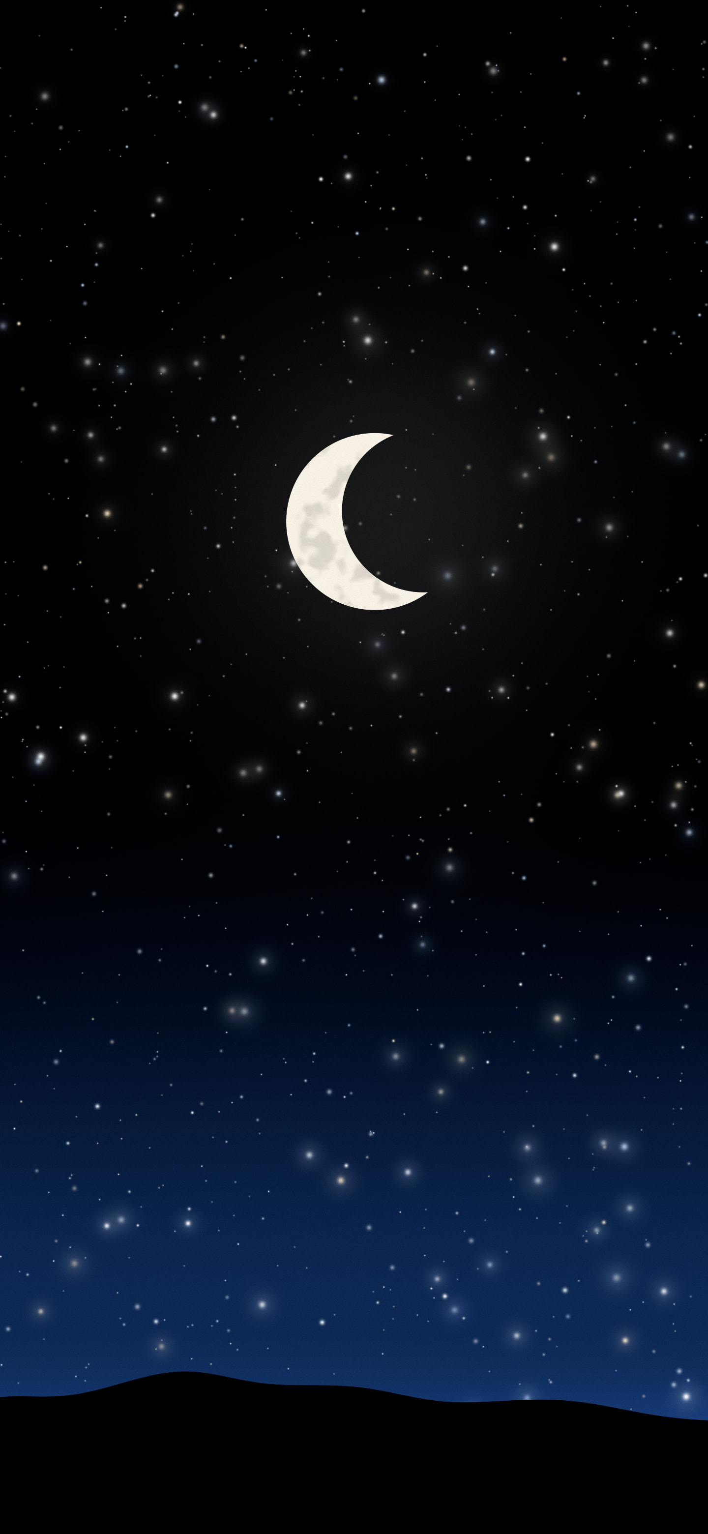 Black and Blue Moon and Stars Night Sky wallpaper for iPhone and Android
