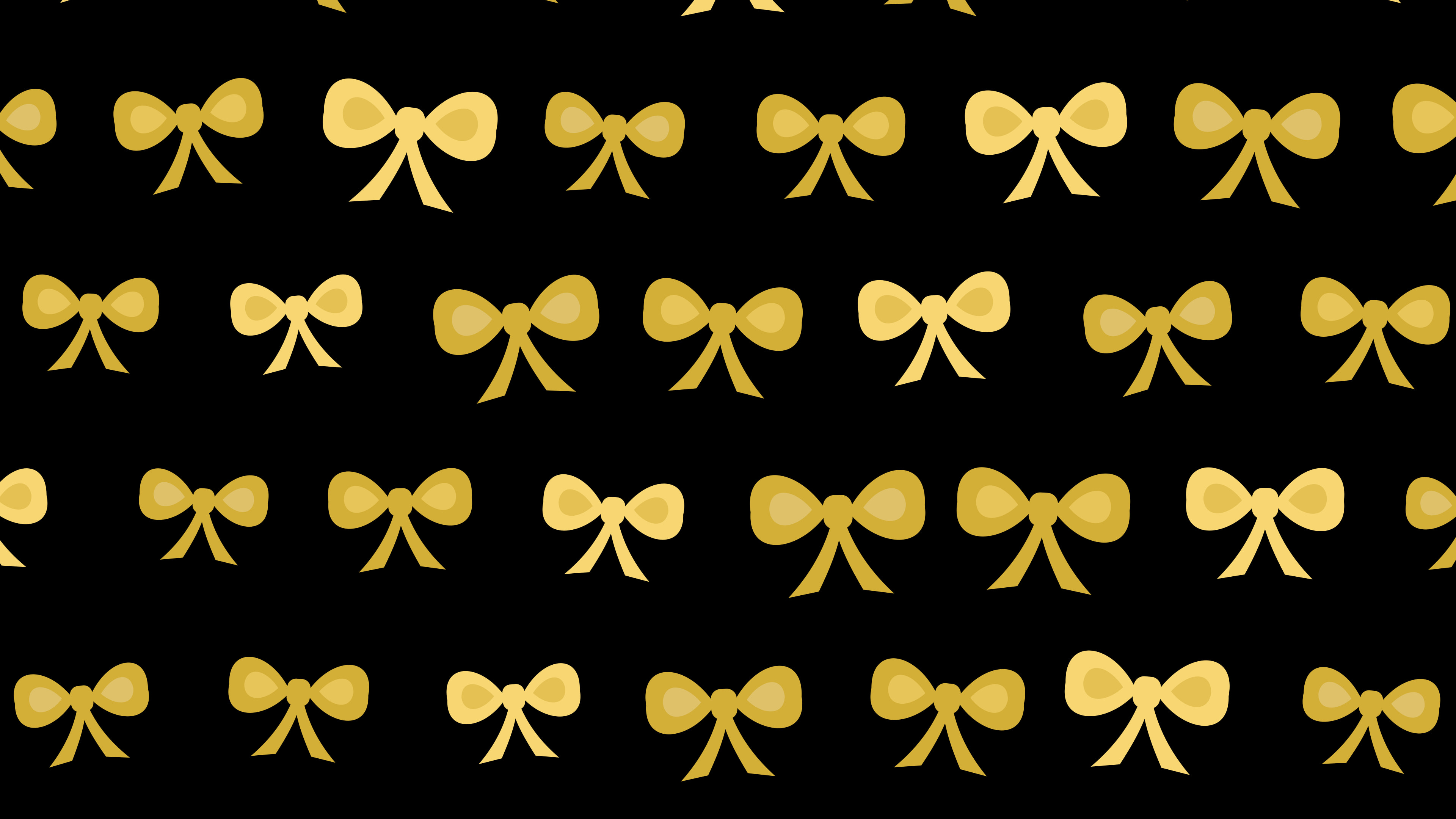 Black and Gold Bow Pattern desktop wallpaper in 4K