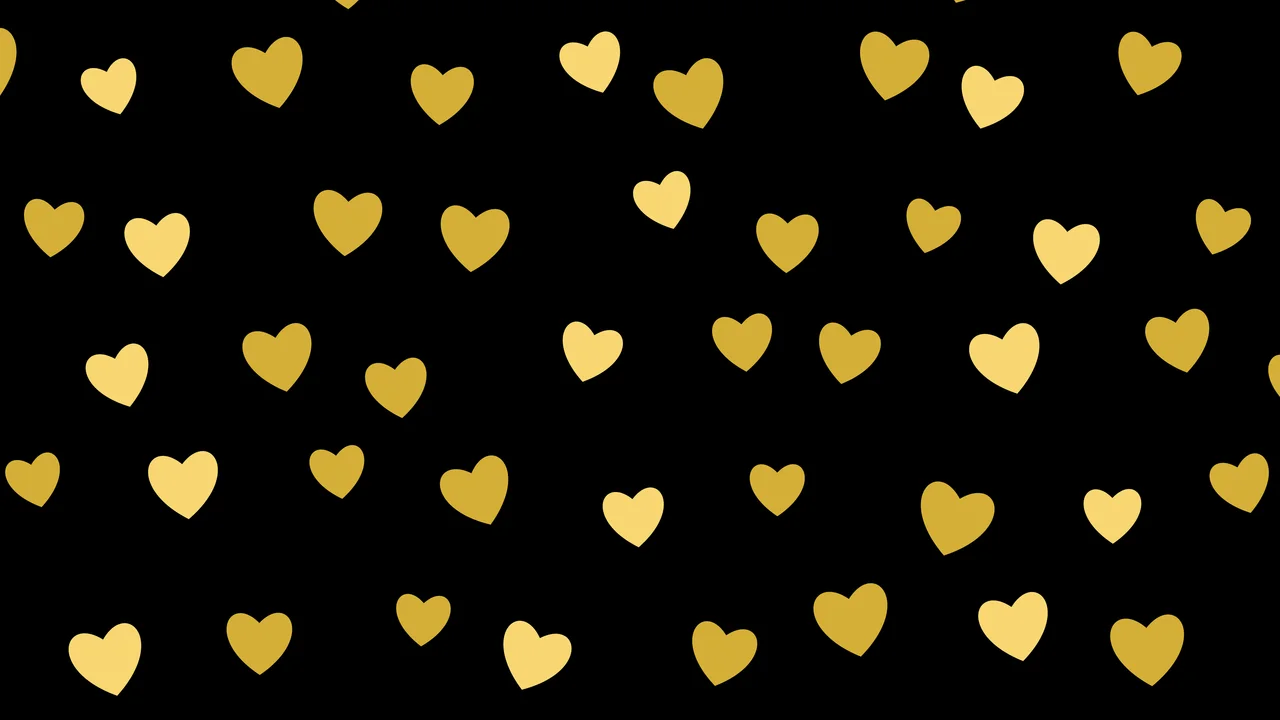 Black and Gold Heart Pattern desktop wallpaper in 4K
