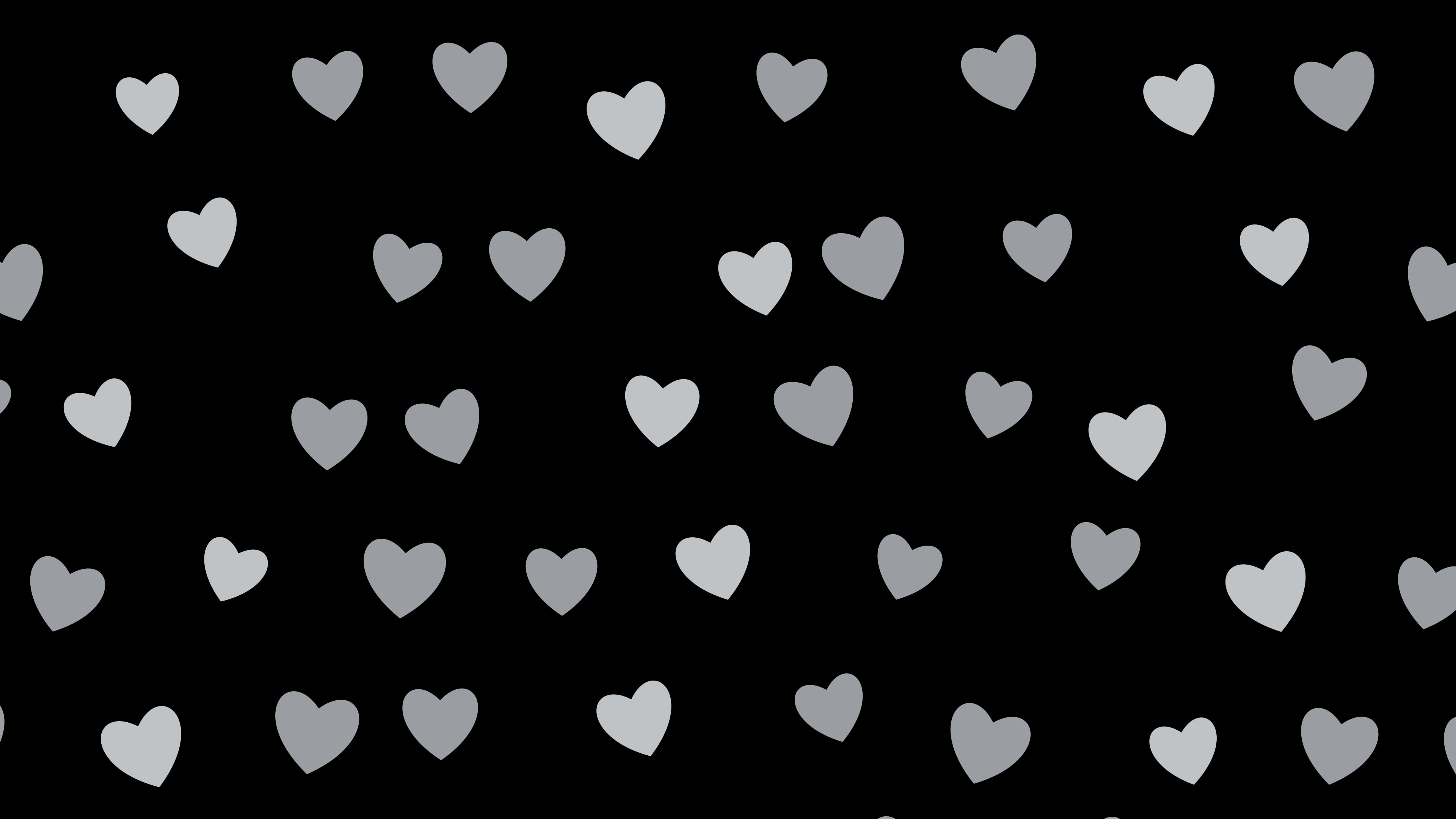 Black and Gray Heart Pattern desktop wallpaper in 4K
