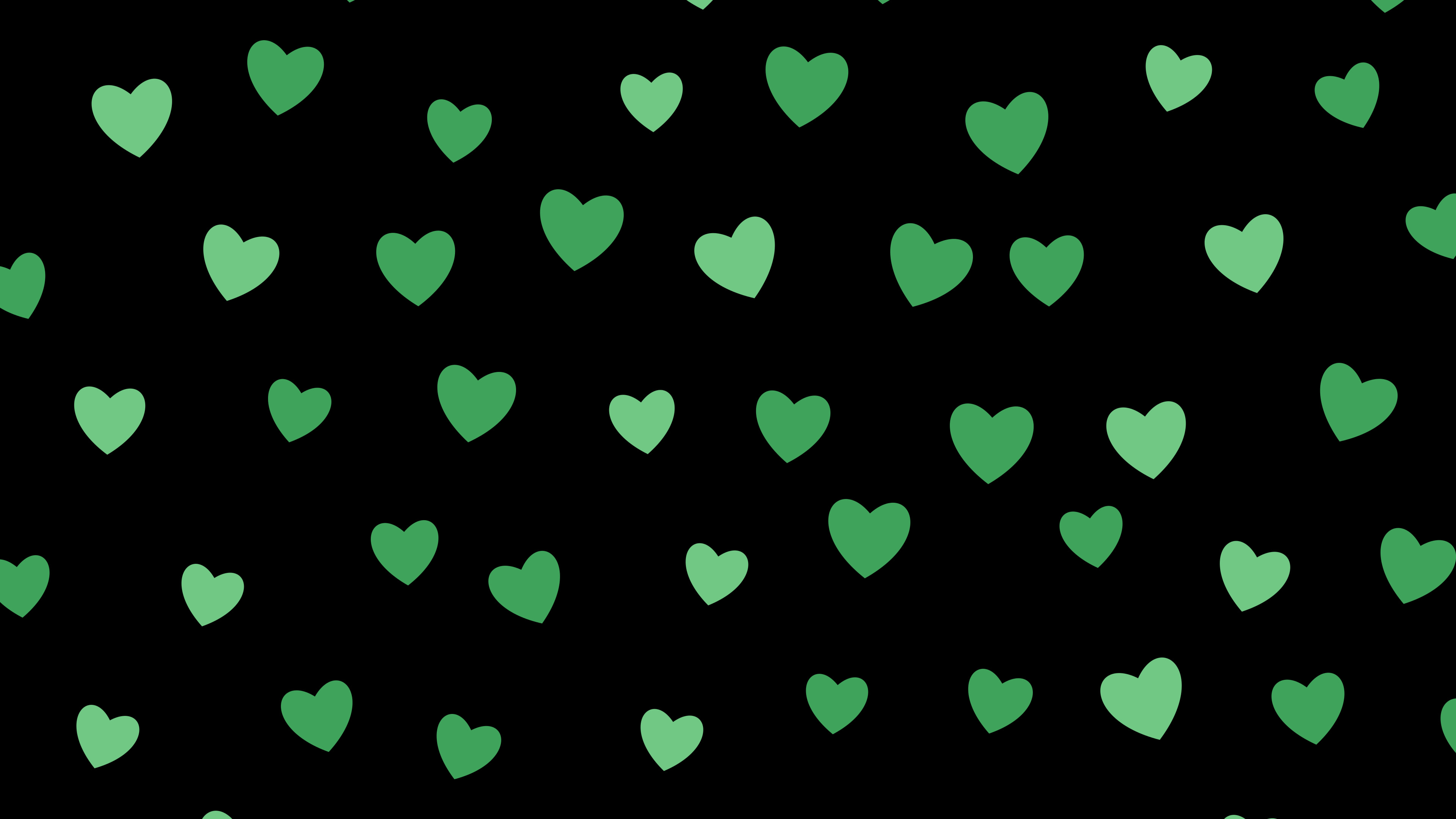 Black and Green Heart Pattern desktop wallpaper in 4K