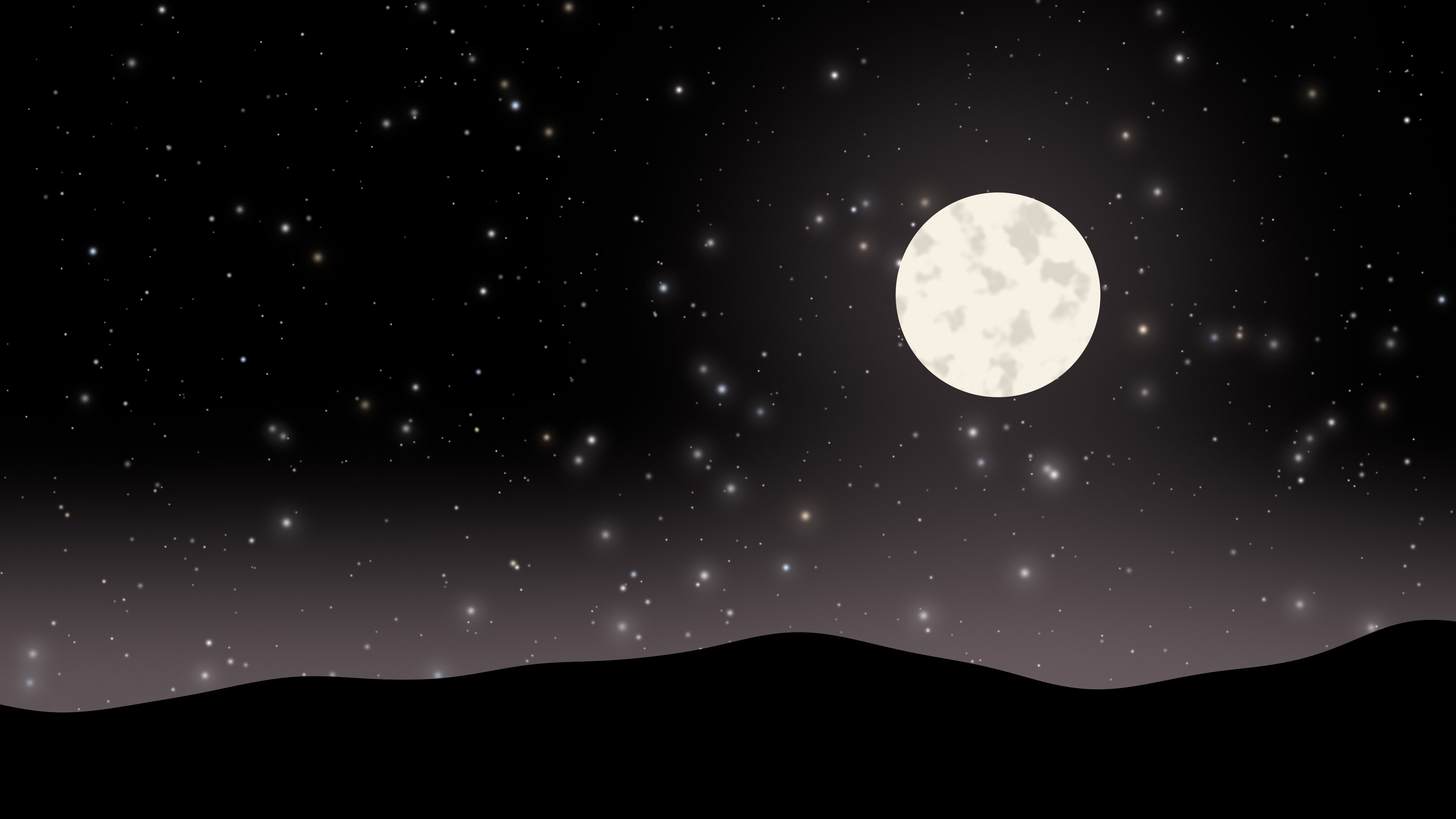 Black and Ivory Moon and Stars Night Sky desktop wallpaper in 4K