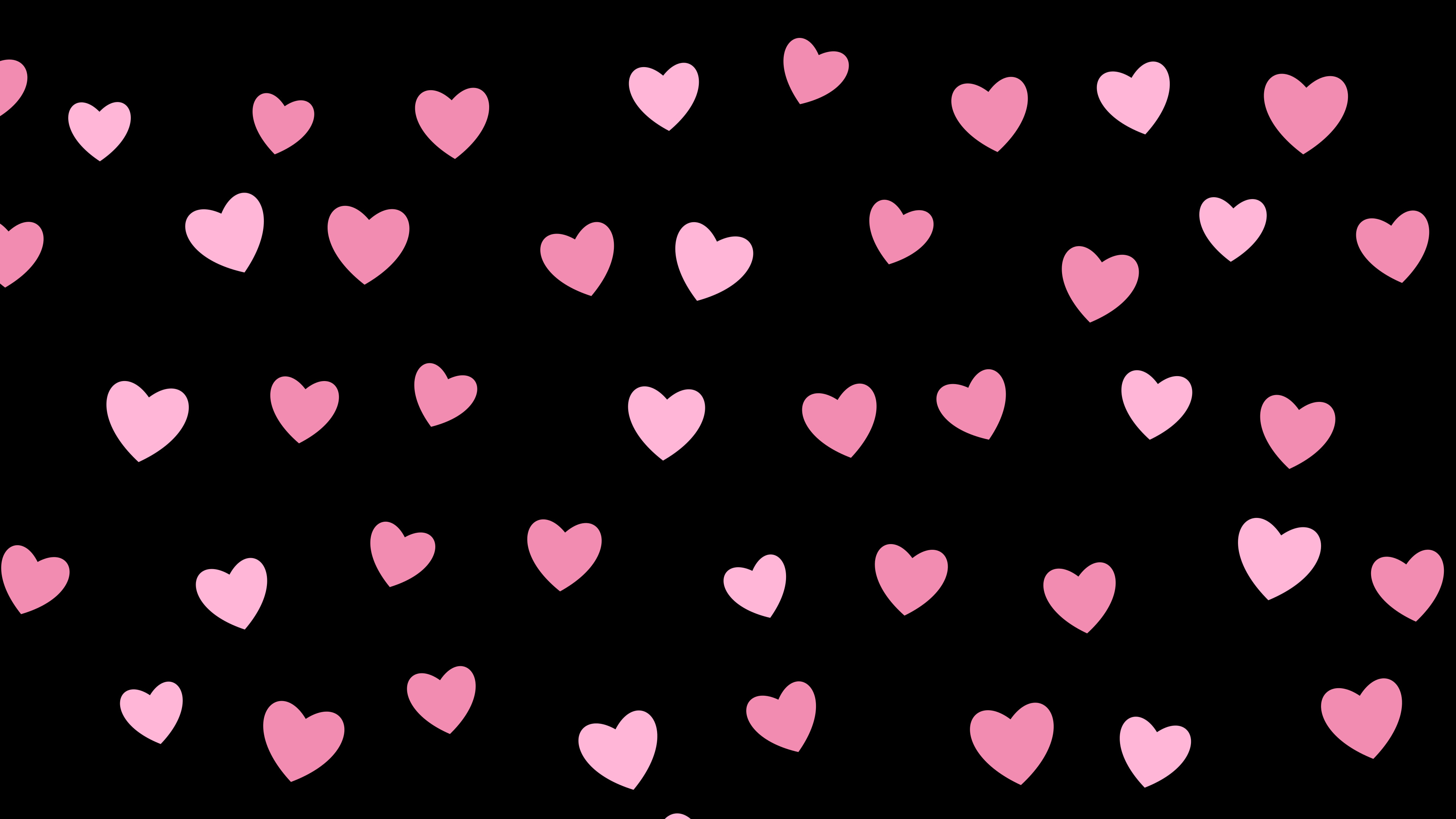 Black and Pink Heart Pattern desktop wallpaper in 4K