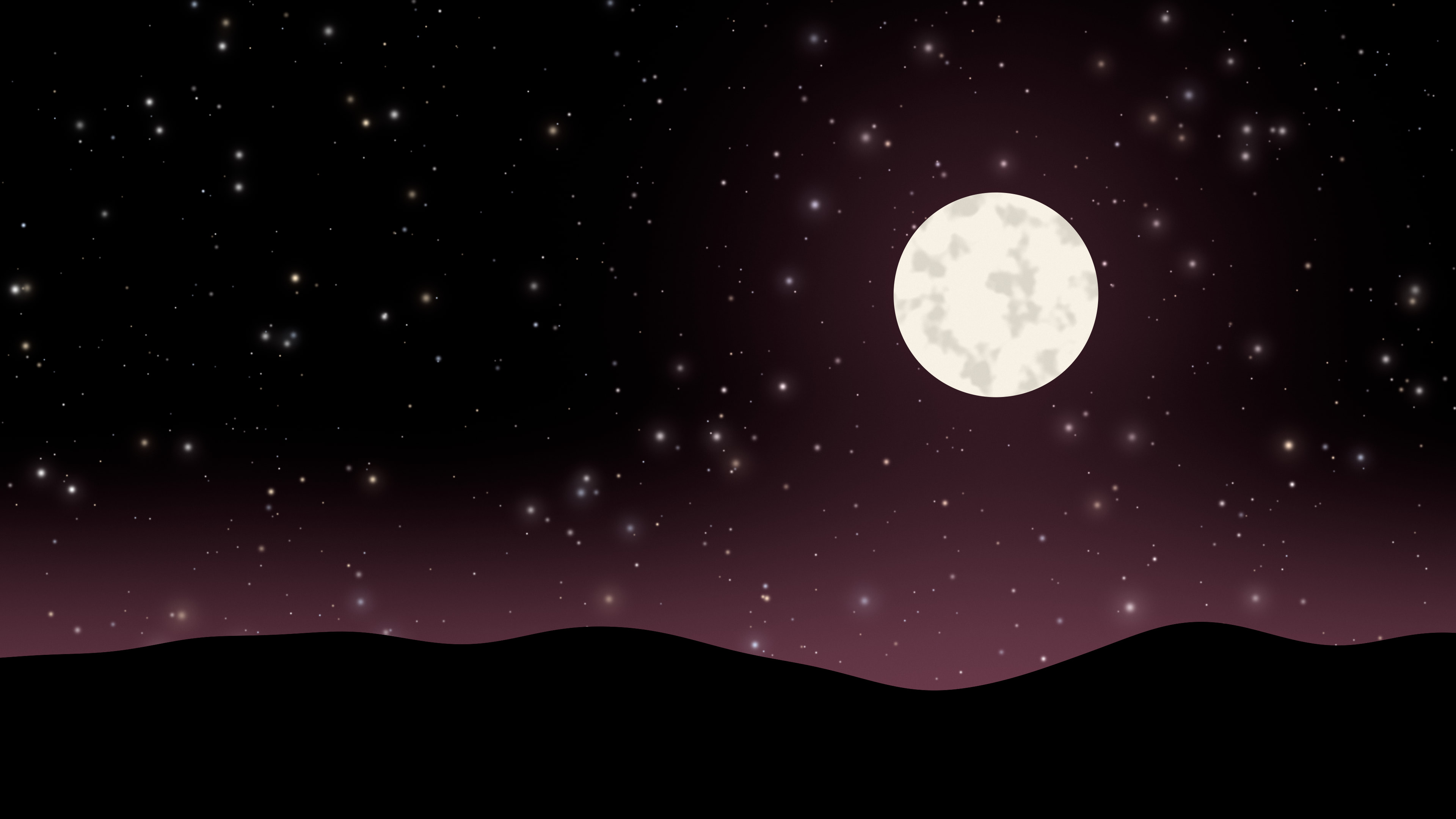 Black and Pink Moon and Stars Night Sky desktop wallpaper in 4K