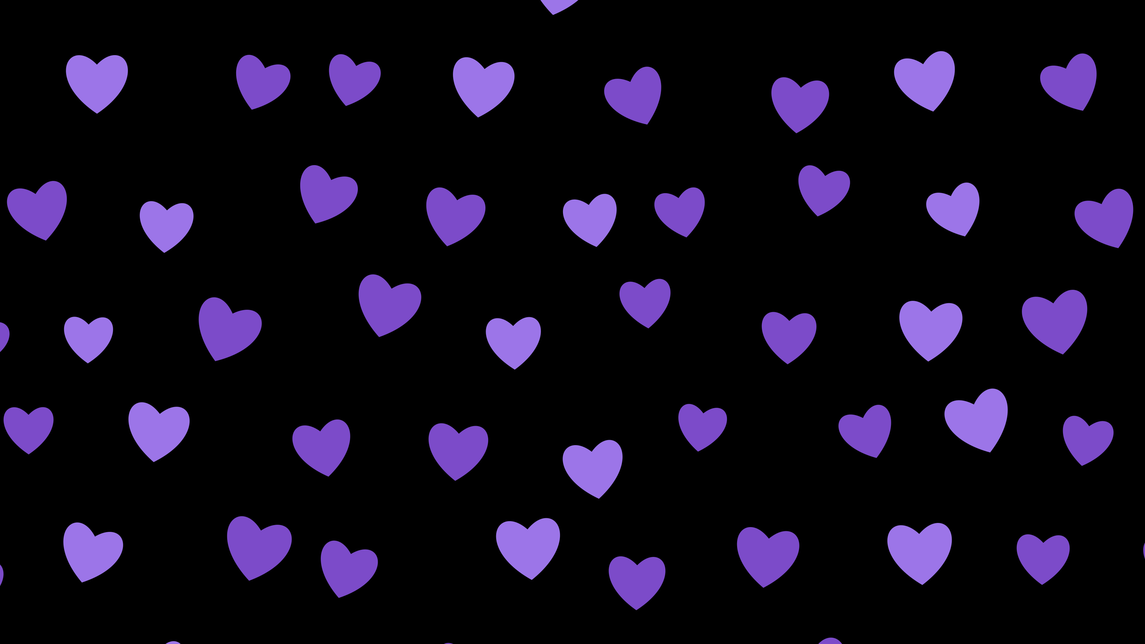 Black and Purple Heart Pattern desktop wallpaper in 4K