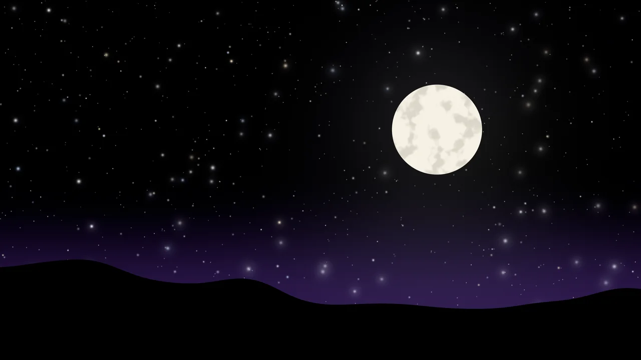 Black and Purple Moon and Stars Night Sky desktop wallpaper in 4K