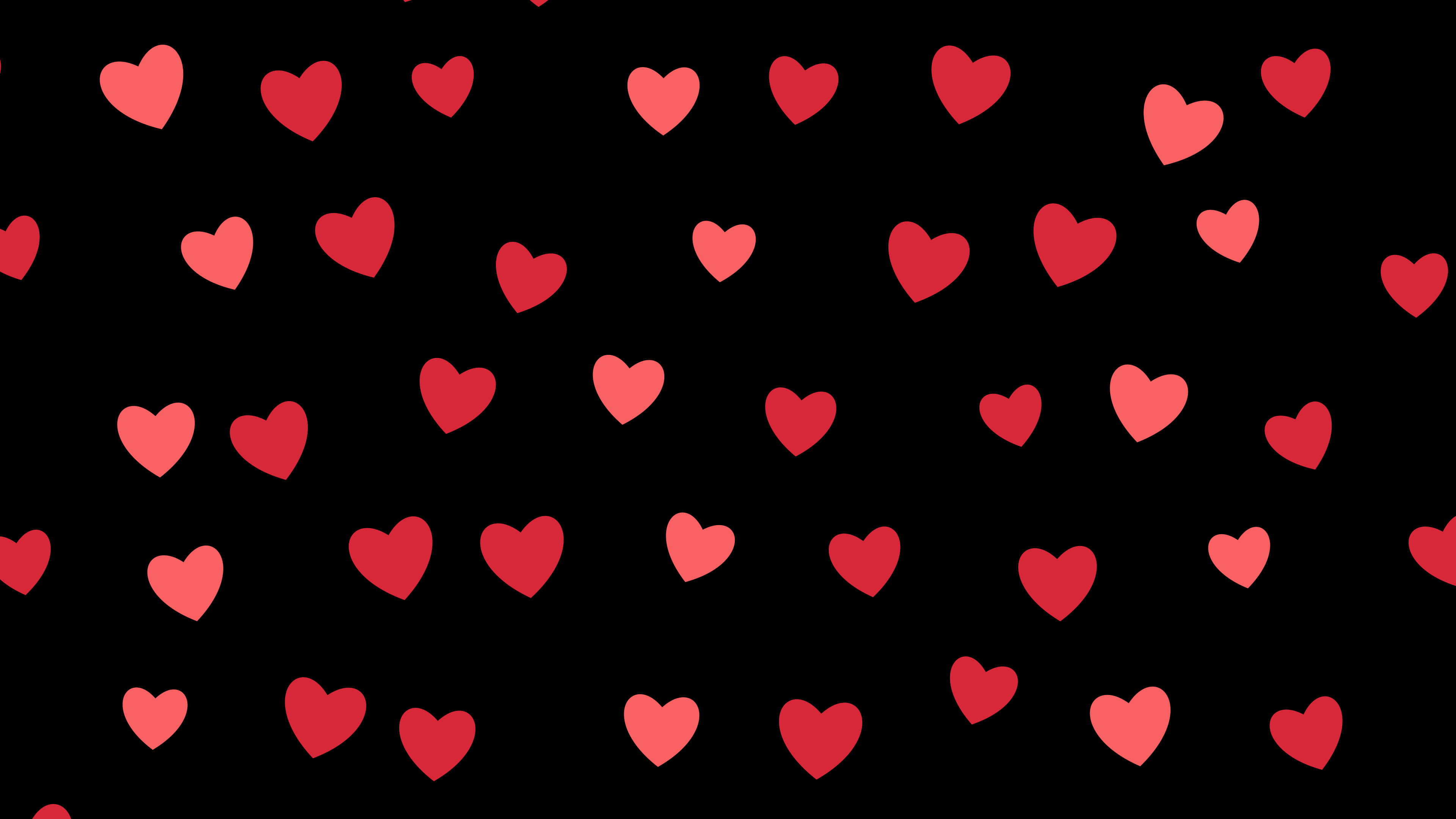 Black and Red Heart Pattern desktop wallpaper in 4K