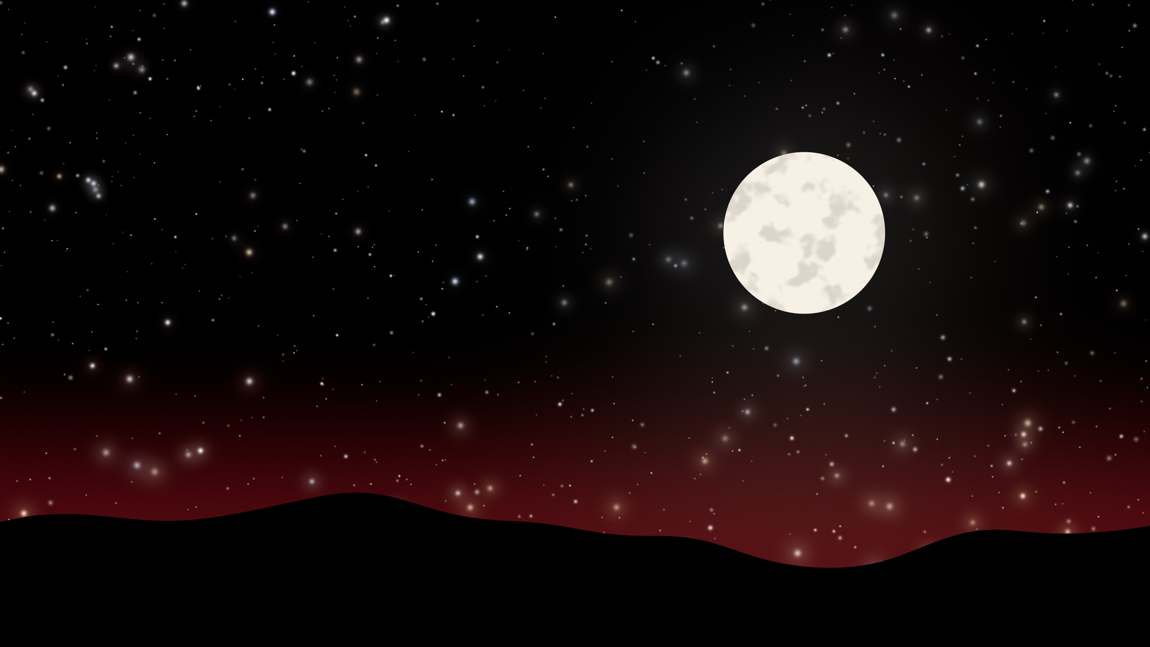 Black and Red Moon and Stars Night Sky desktop wallpaper in 4K