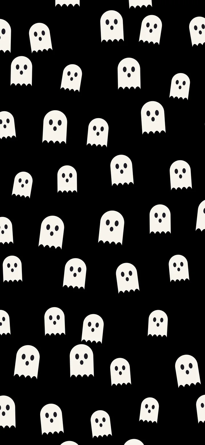 Black and White Cute Ghost Pattern wallpaper for iPhone and Android