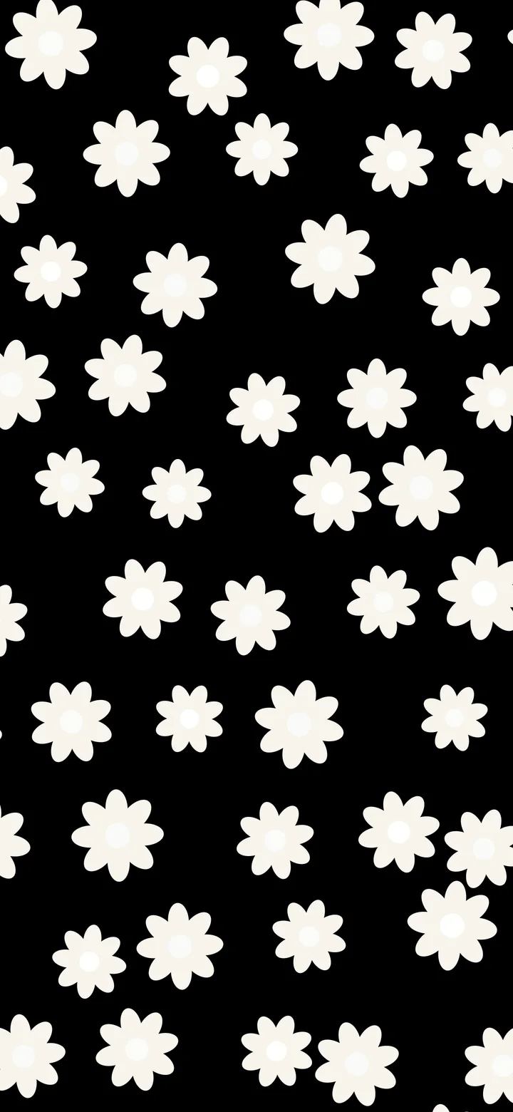 Black and White Daisy Flower Pattern wallpaper for iPhone and Android