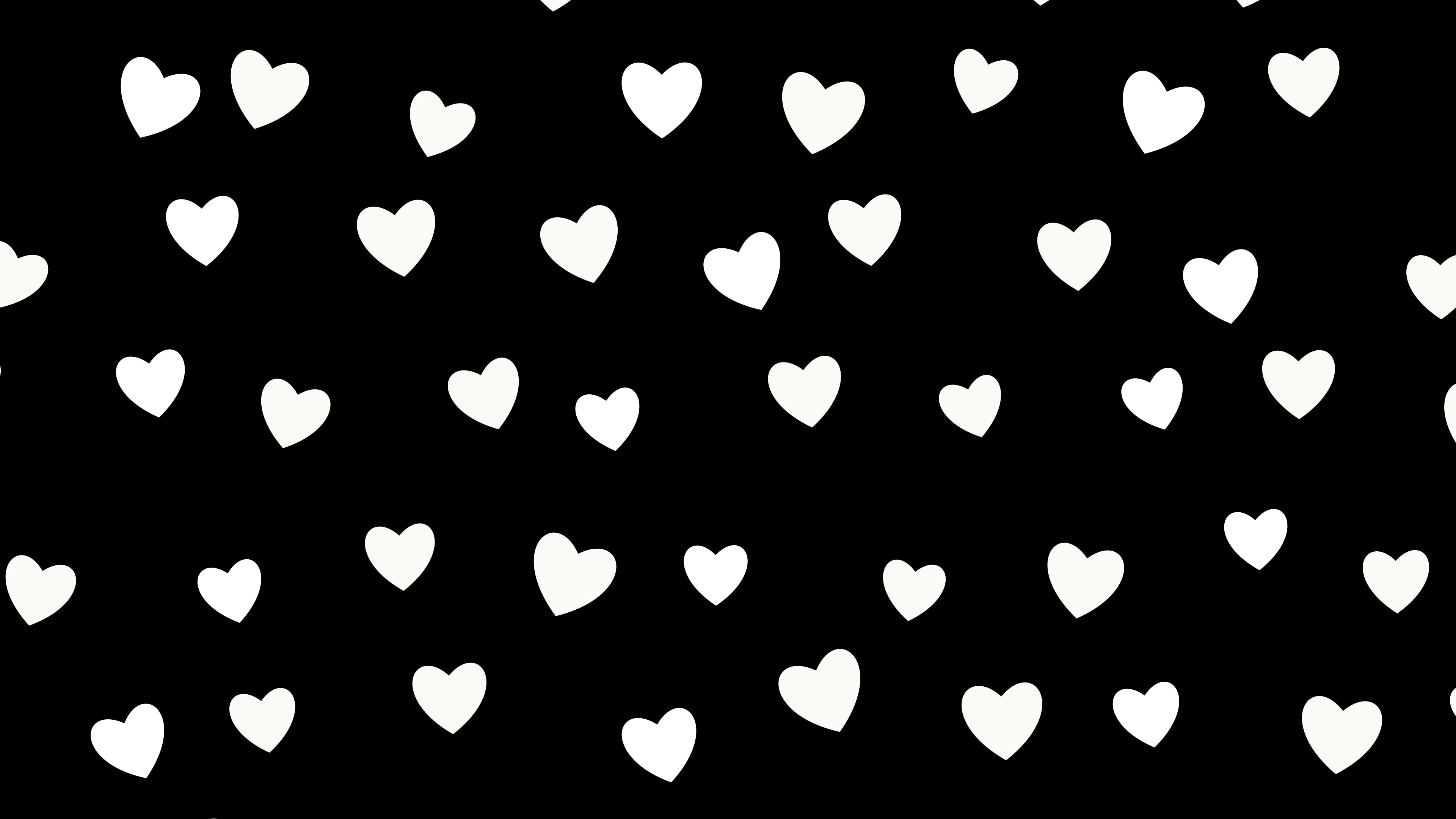 Black and White Heart Pattern desktop wallpaper in 4K