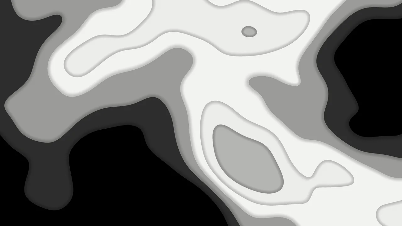 Black and White Layered Topographic desktop wallpaper in 4K