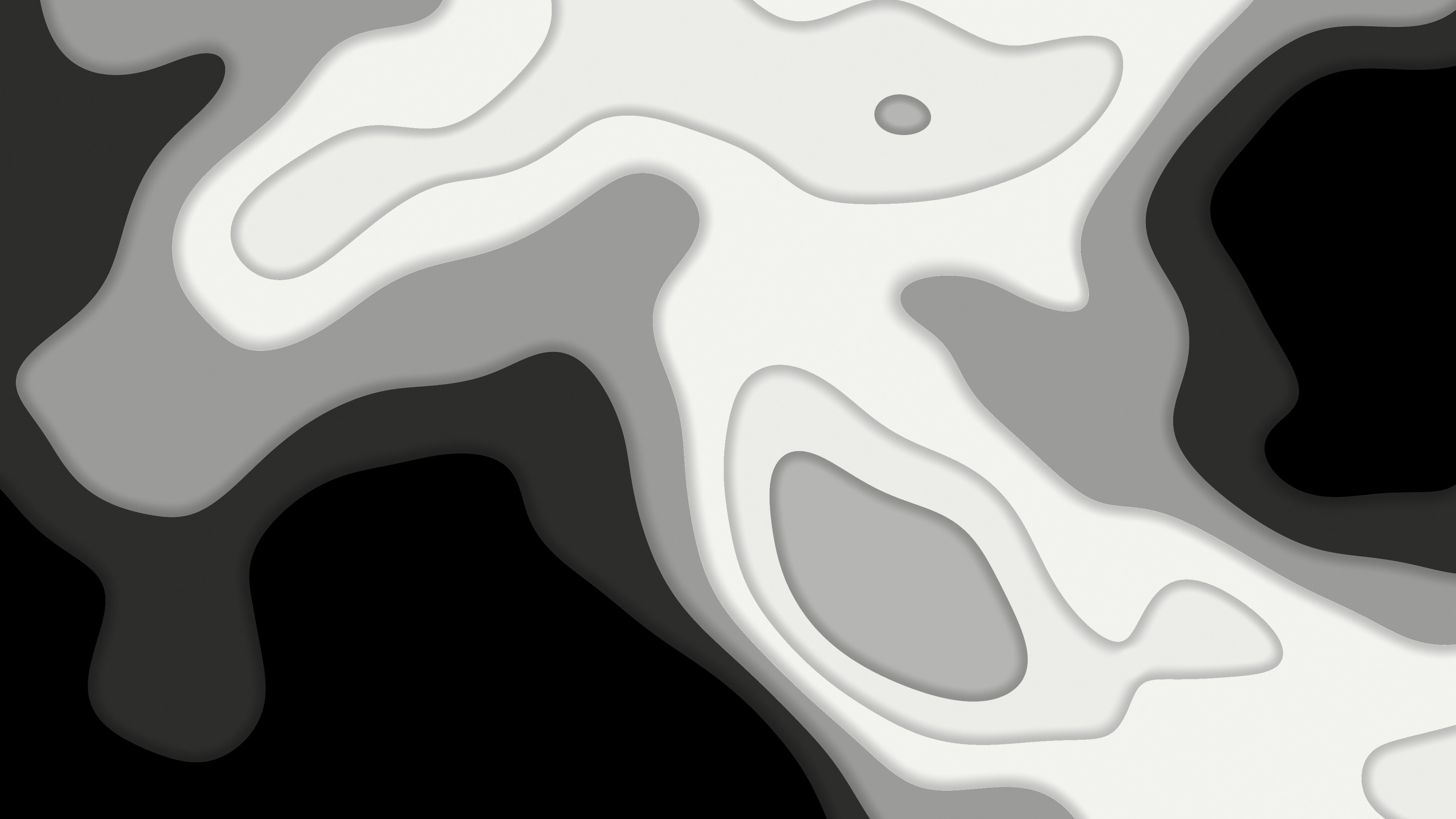 Black and White Layered Topographic desktop wallpaper in 4K