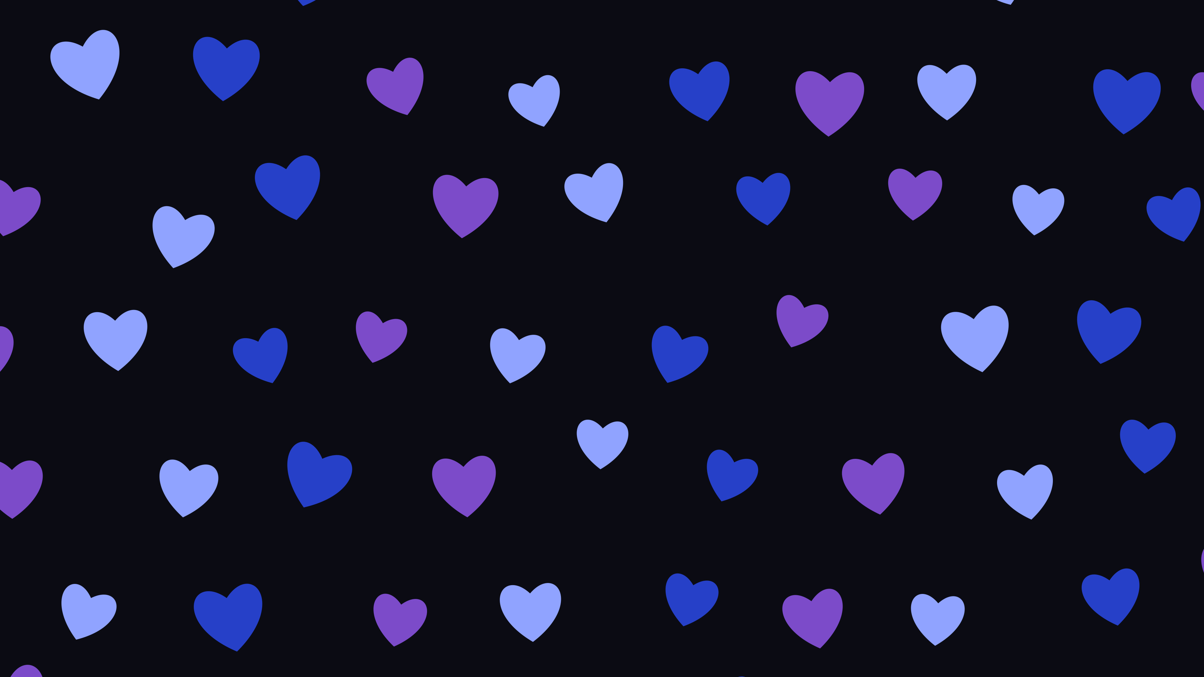 Black, Blue and Purple Heart Pattern desktop wallpaper in 4K