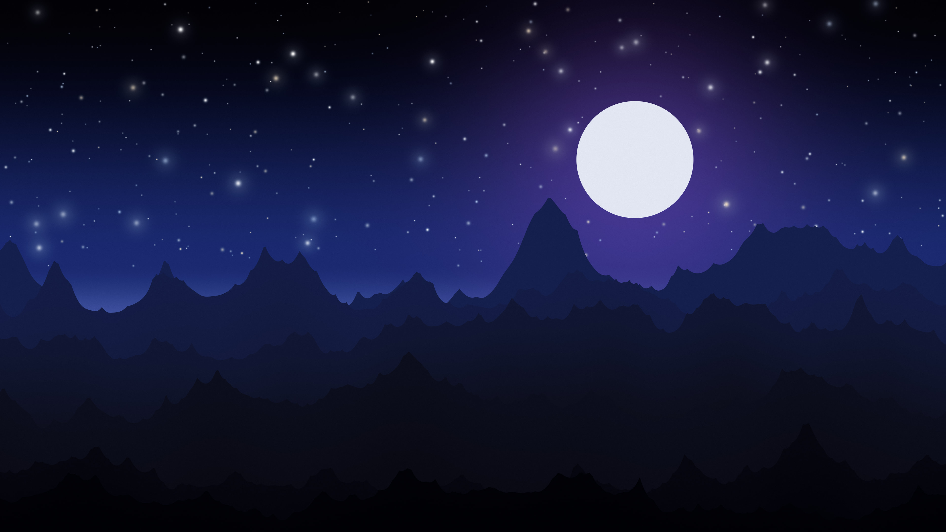 Black, Blue and Purple Minimalist Mountain Landscape desktop wallpaper in 4K
