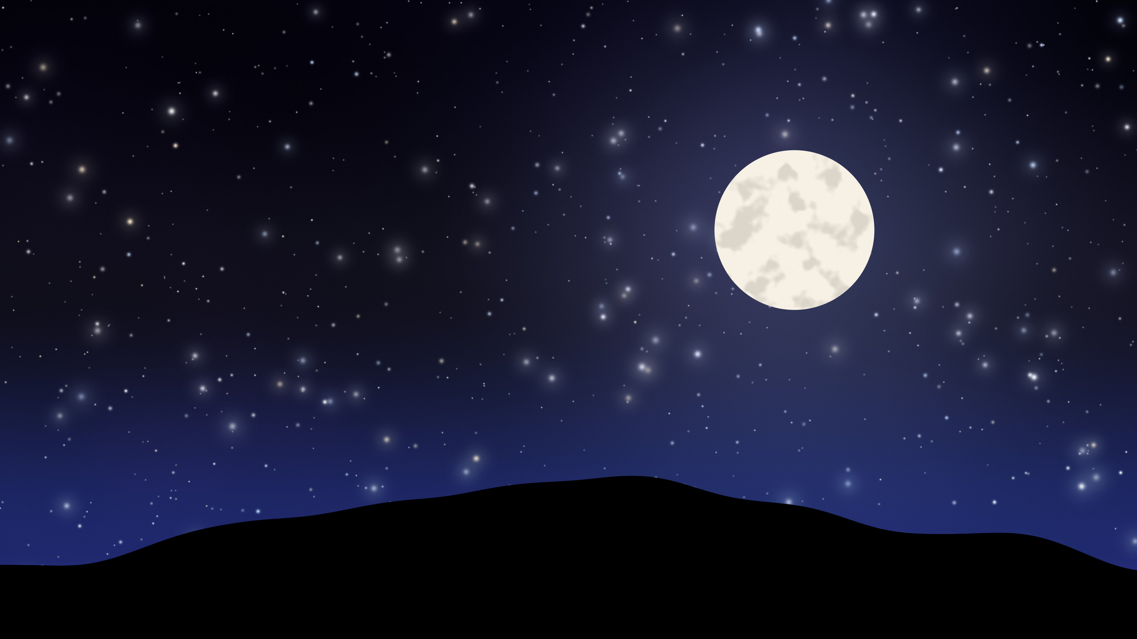 Black, Blue and Purple Moon and Stars Night Sky desktop wallpaper in 4K