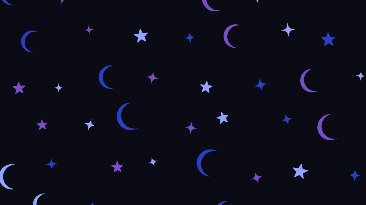 Black, Blue and Purple Moon and Stars Pattern desktop wallpaper in 4K