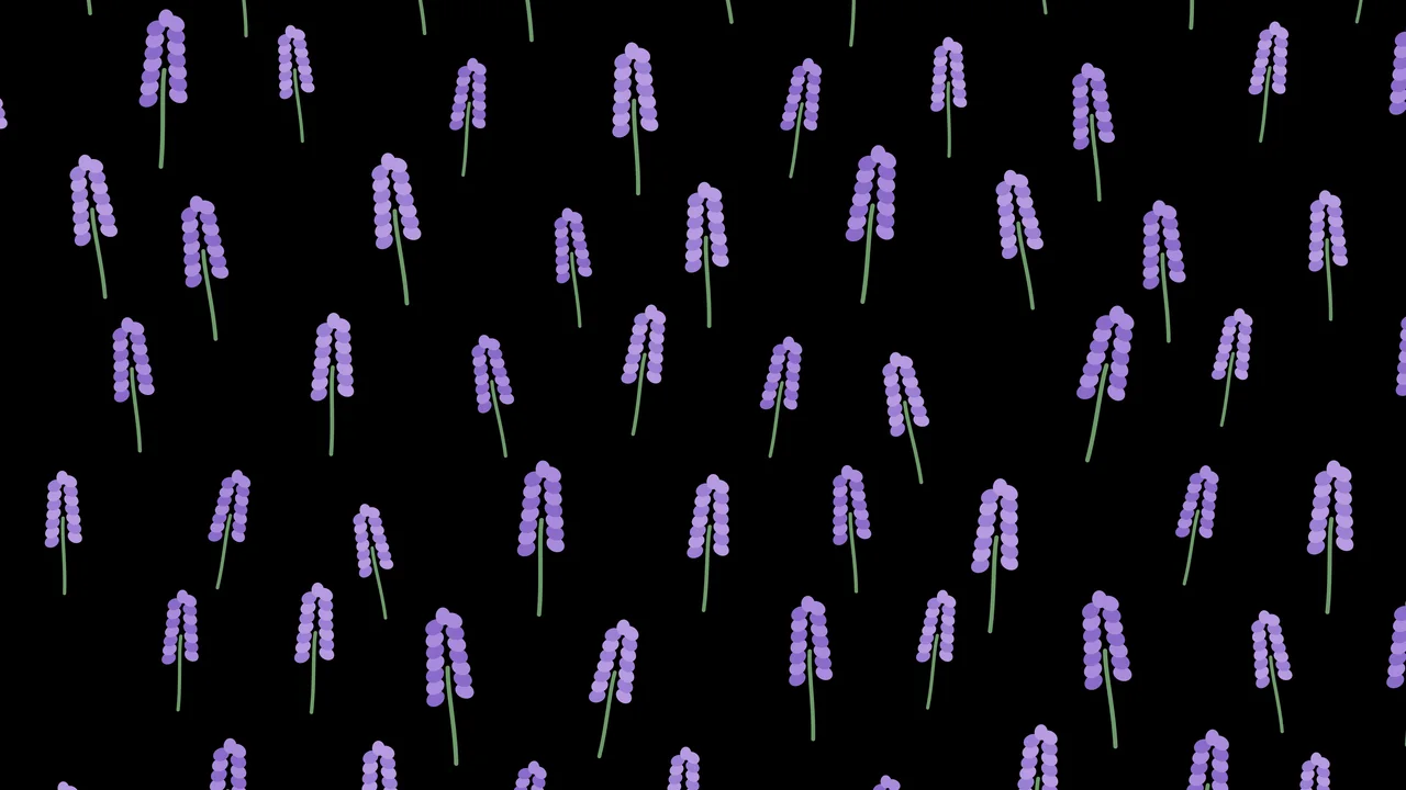 Black Lavender Sprig Pattern desktop wallpaper in 4K