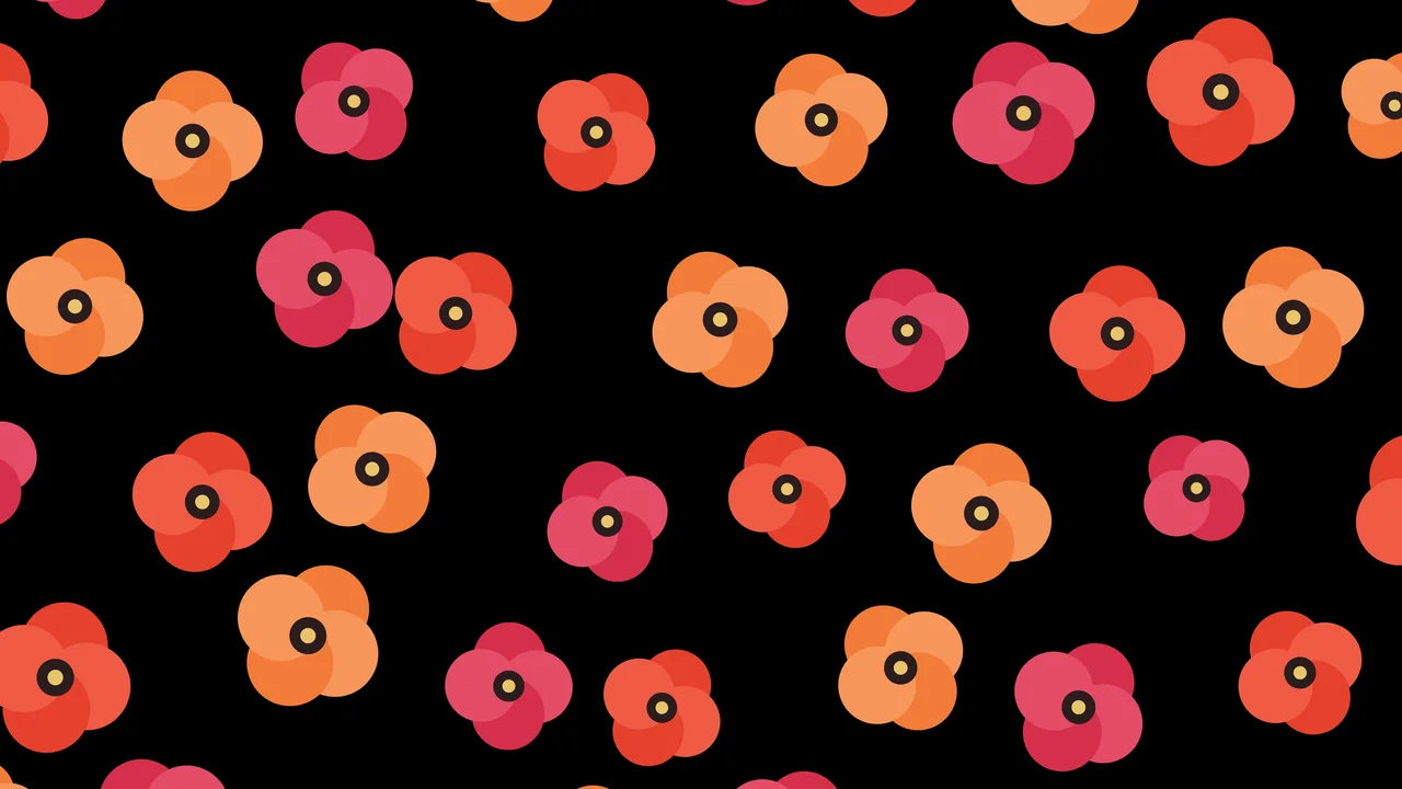 Black Poppy Flower Pattern desktop wallpaper in 4K