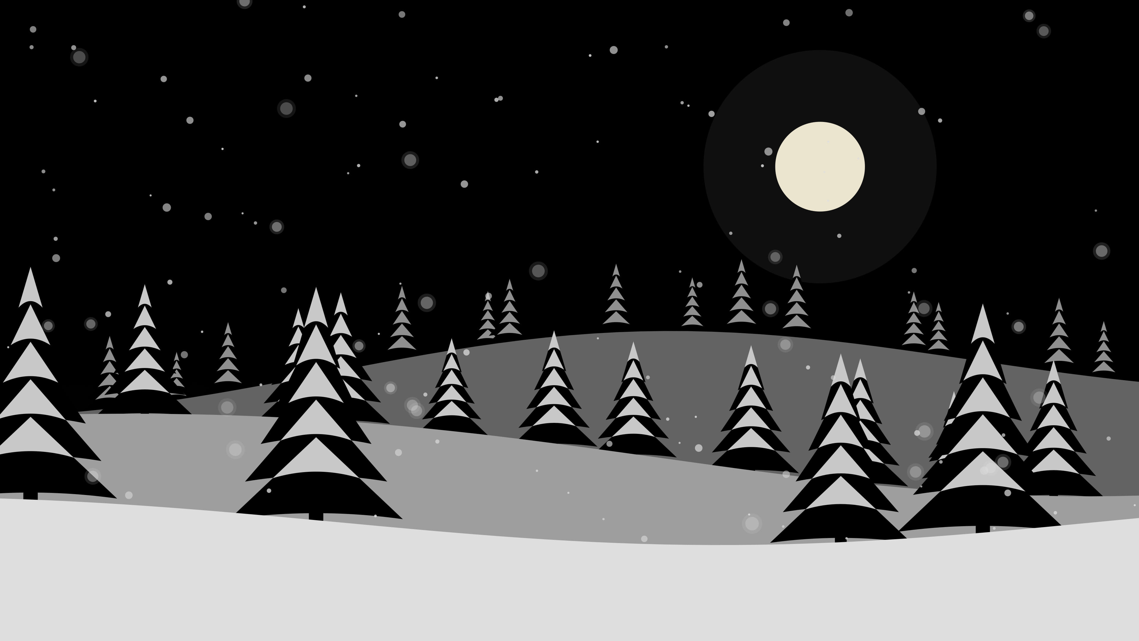 Black Snowy Forest desktop wallpaper in 4K