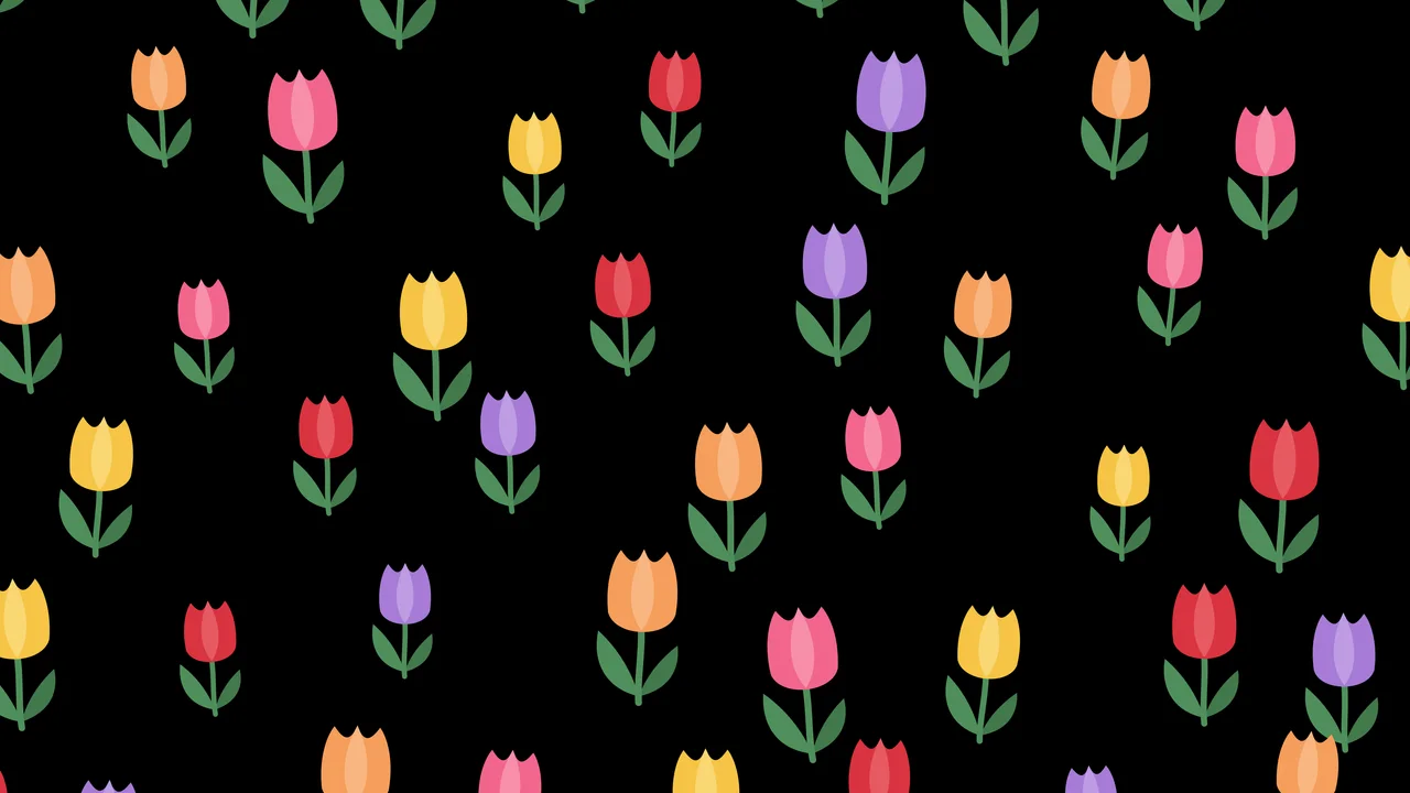Black Tulip Pattern desktop wallpaper in 4K