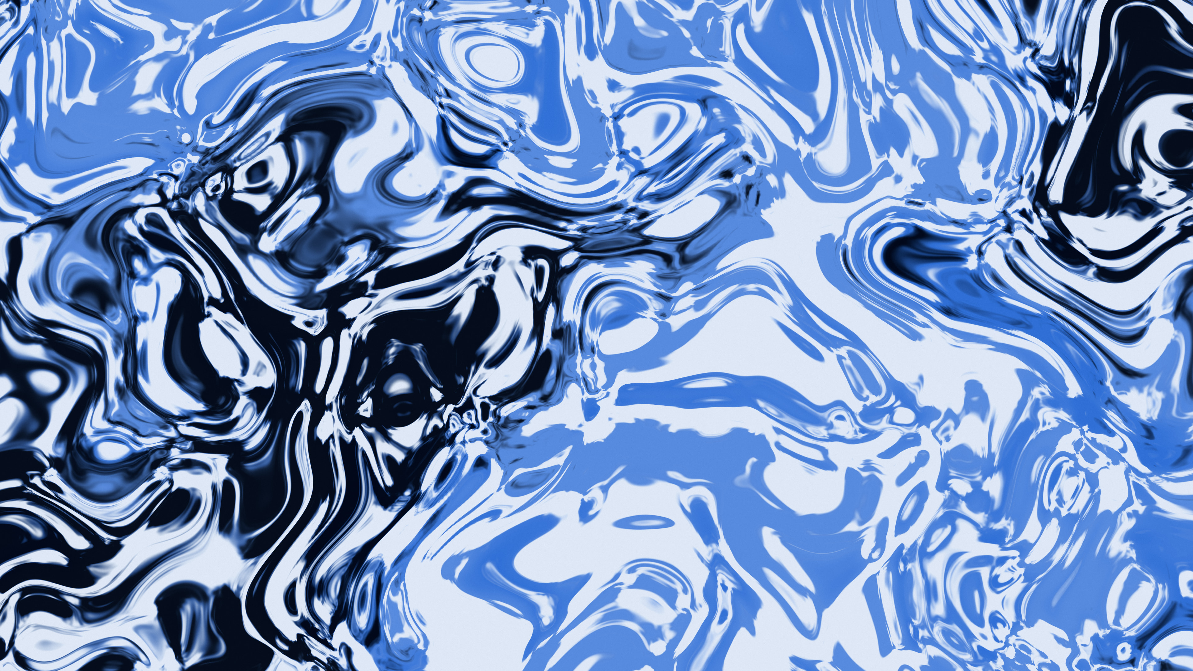 Blue and Black Liquid Marble desktop wallpaper in 4K