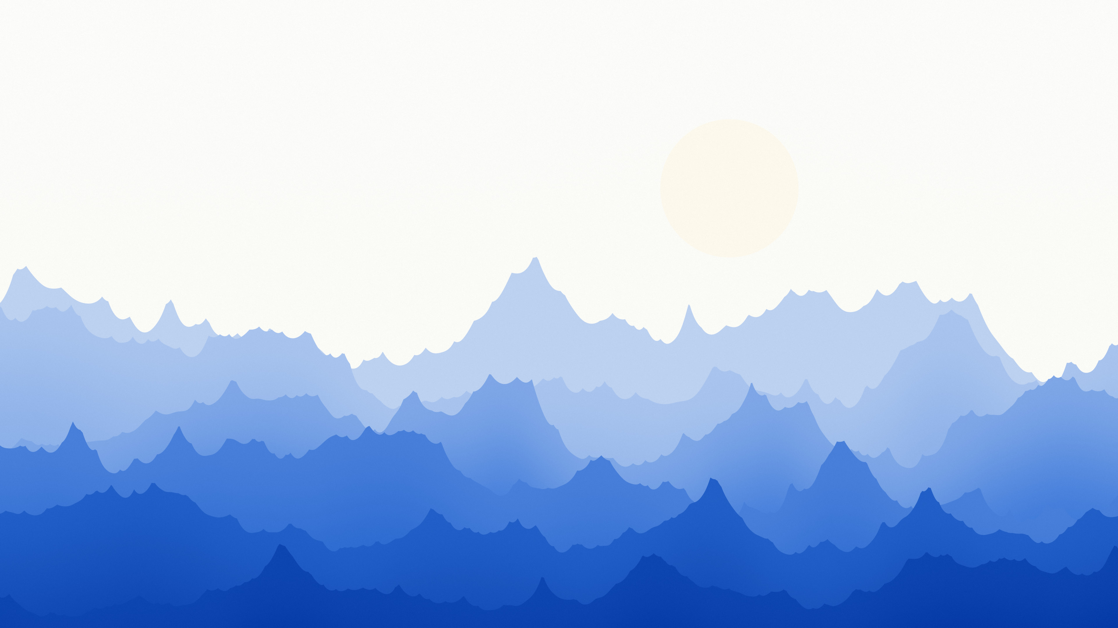 Blue and White Minimalist Mountain Landscape desktop wallpaper in 4K