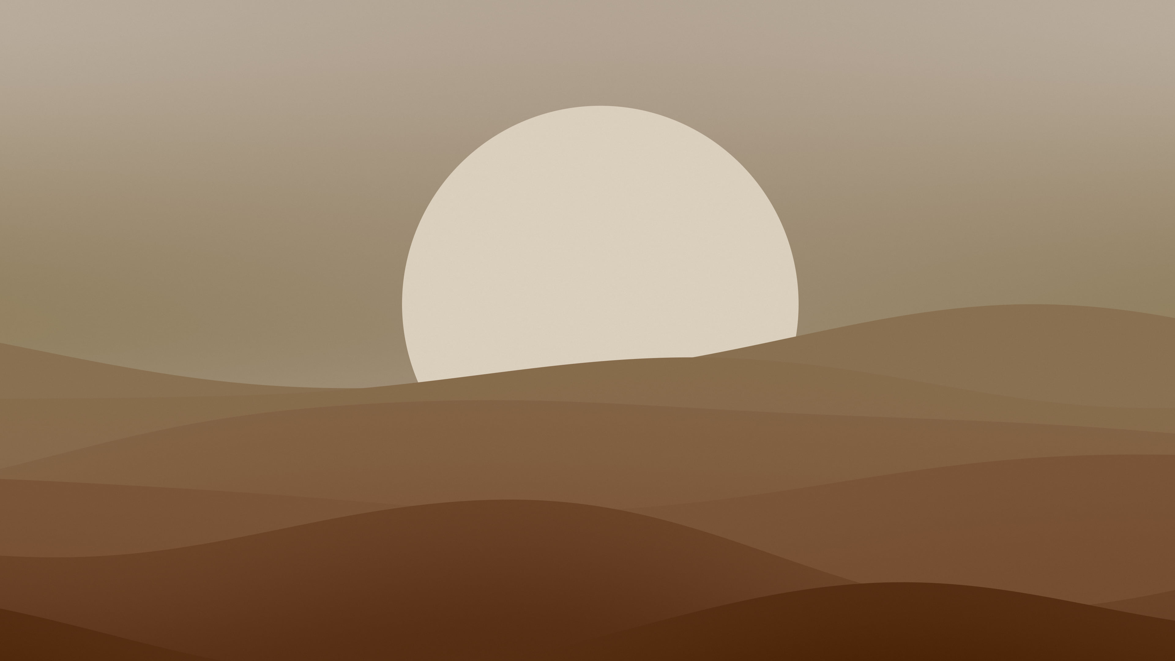 Brown Minimalist Sunset Hills desktop wallpaper in 4K