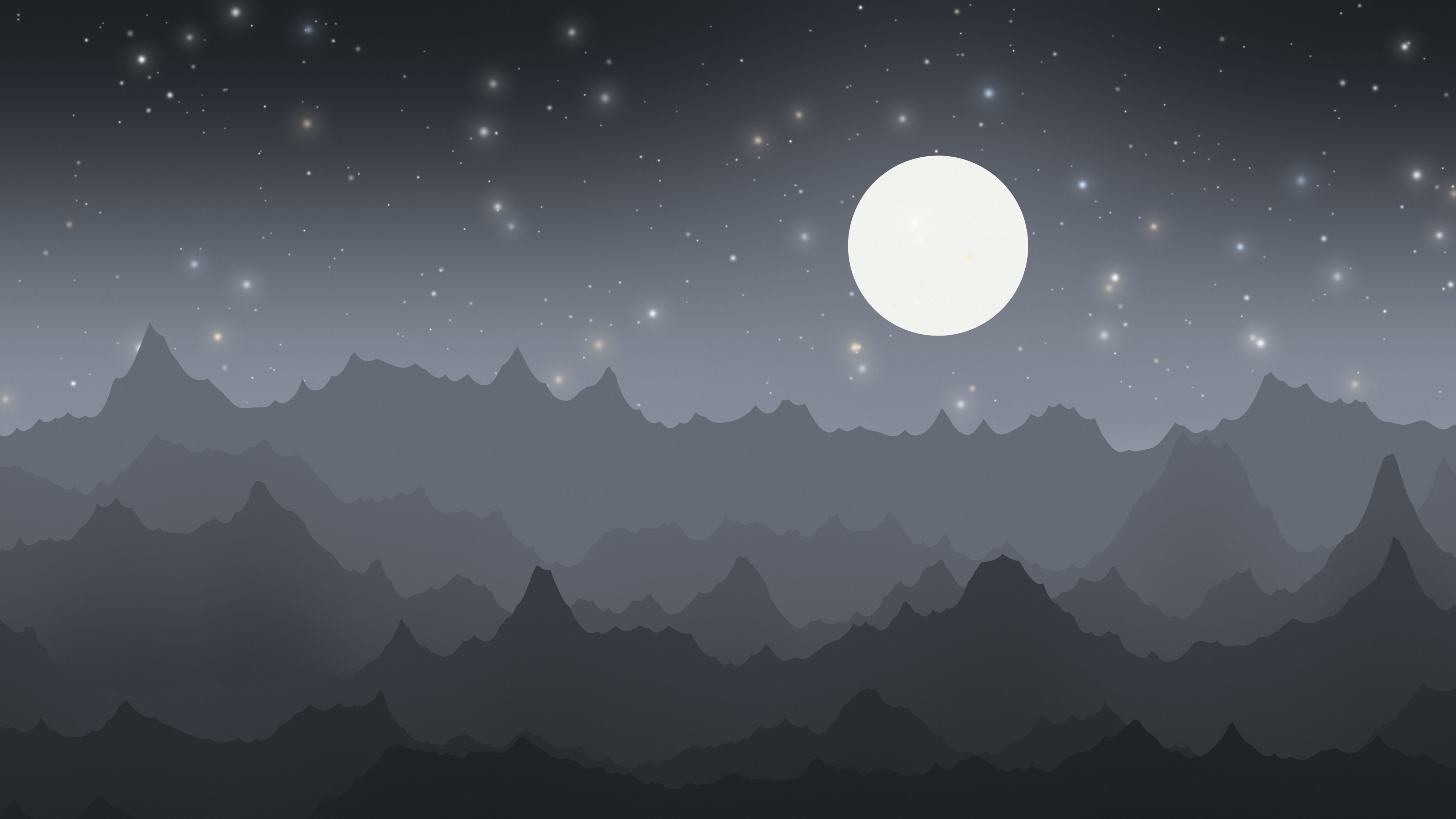 Charcoal and Ivory Minimalist Mountain Landscape desktop wallpaper in 4K