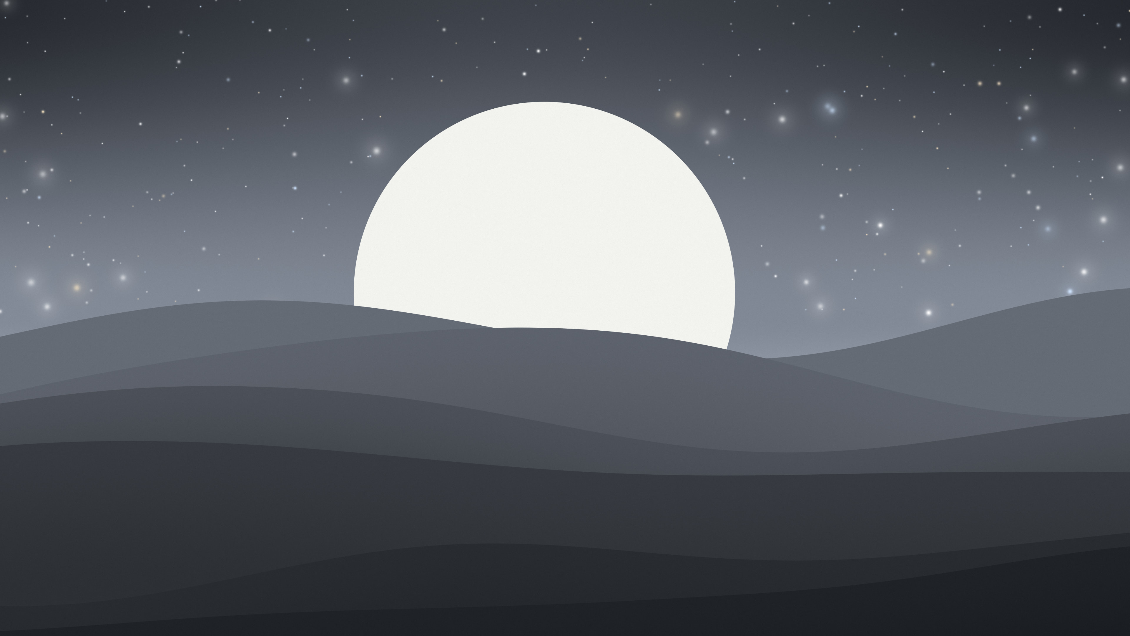 Charcoal and Ivory Minimalist Sunset Hills desktop wallpaper in 4K