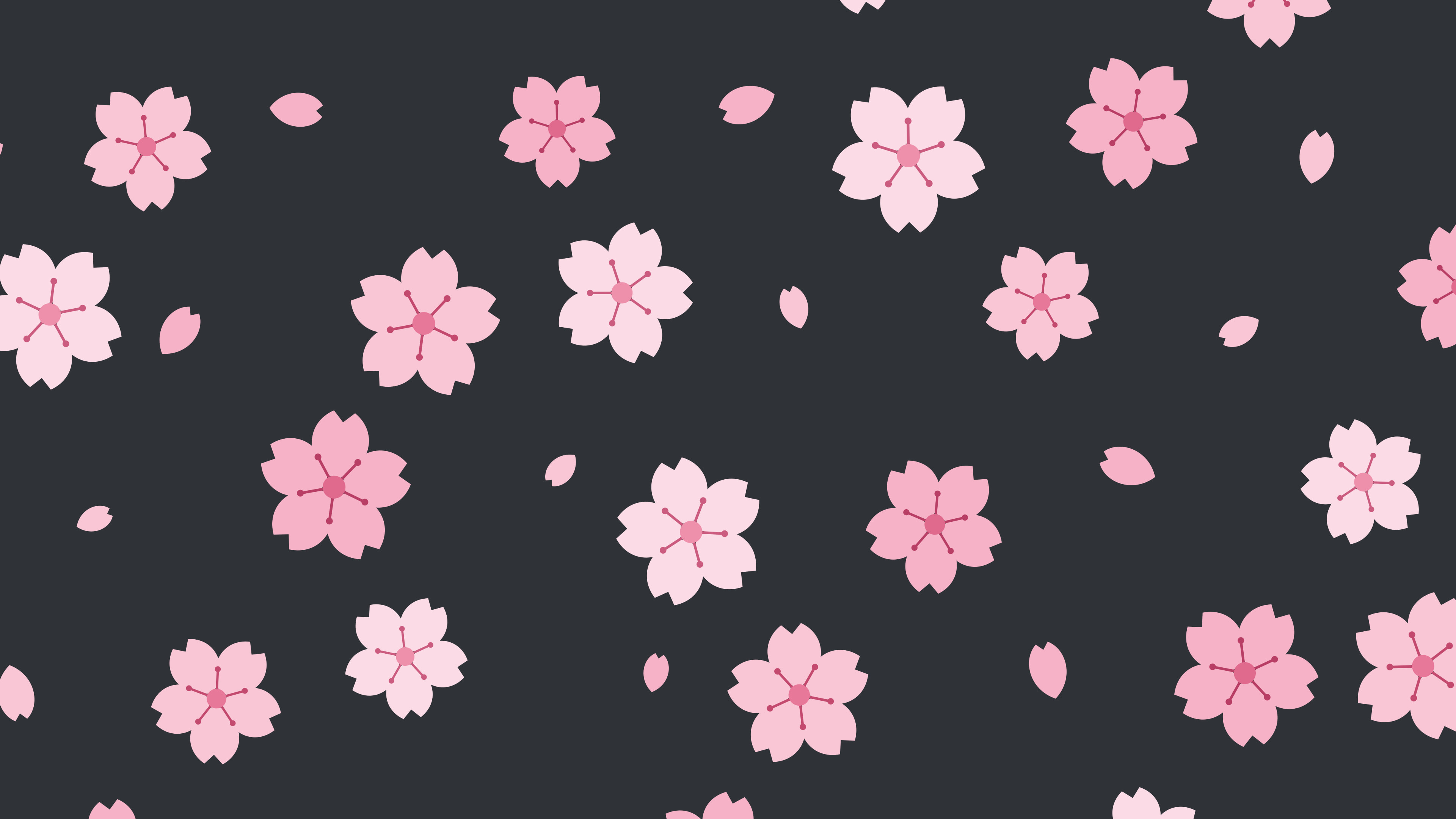 Charcoal Cherry Blossom Pattern desktop wallpaper in 4K