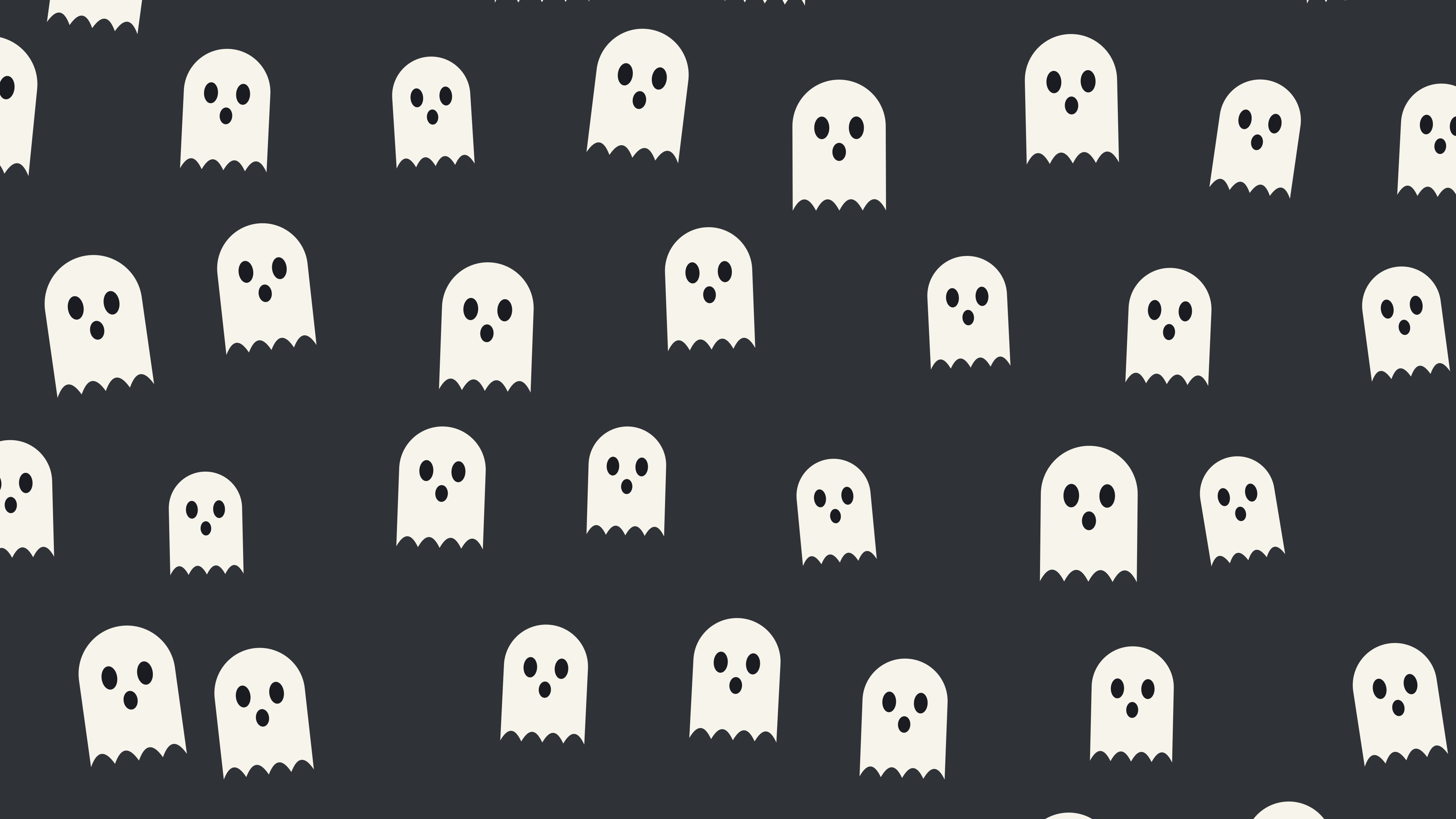 Charcoal Cute Ghost Pattern desktop wallpaper in 4K