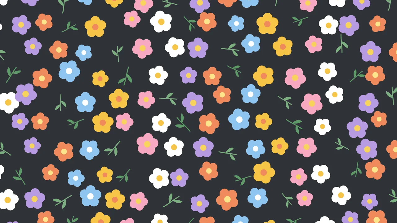 Charcoal Ditsy Floral Pattern desktop wallpaper in 4K